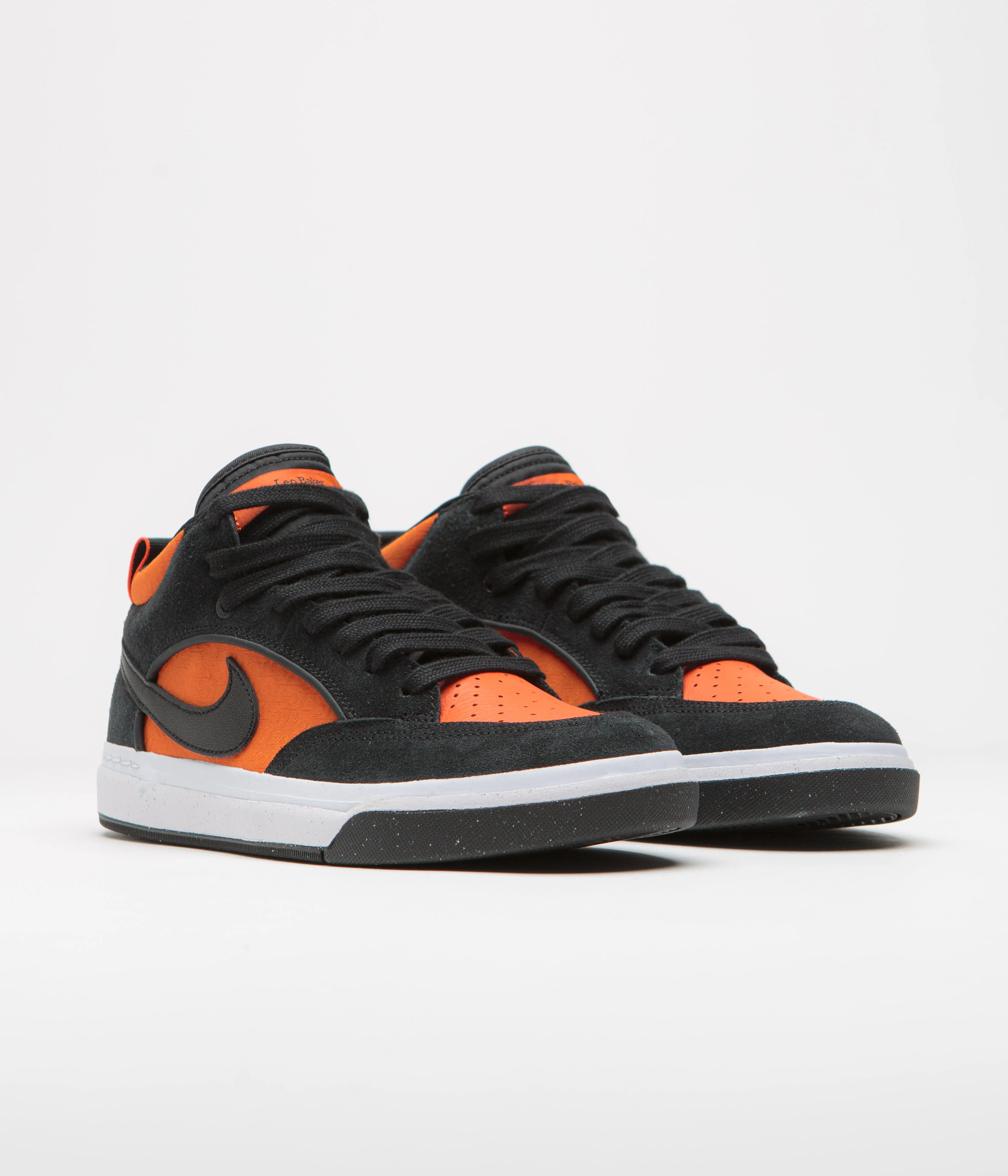 Nike SB React Leo Shoes - Black / Black - Orange - Electro Orange - Image 2