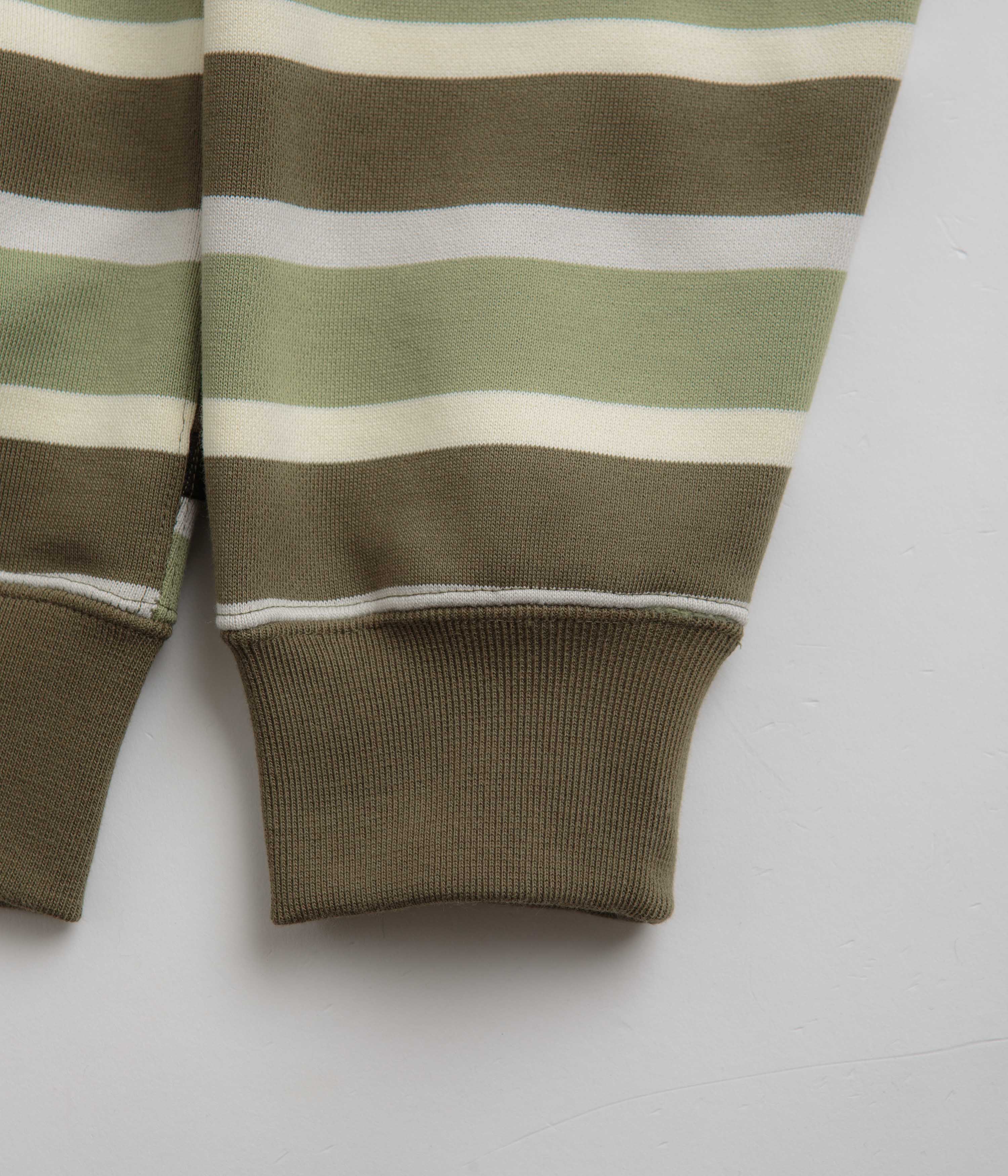 Nike SB Striped Full Zip Hoodie - Coconut Milk / Oil Green / White - Image 4