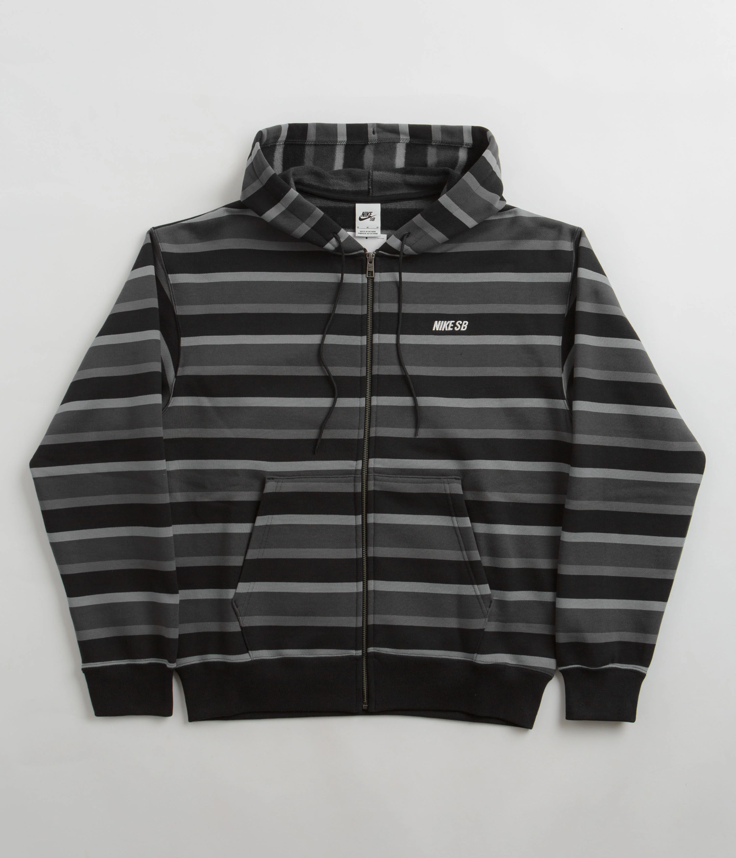 Nike SB Striped Full Zip Hoodie - Cool Grey / Anthracite / White