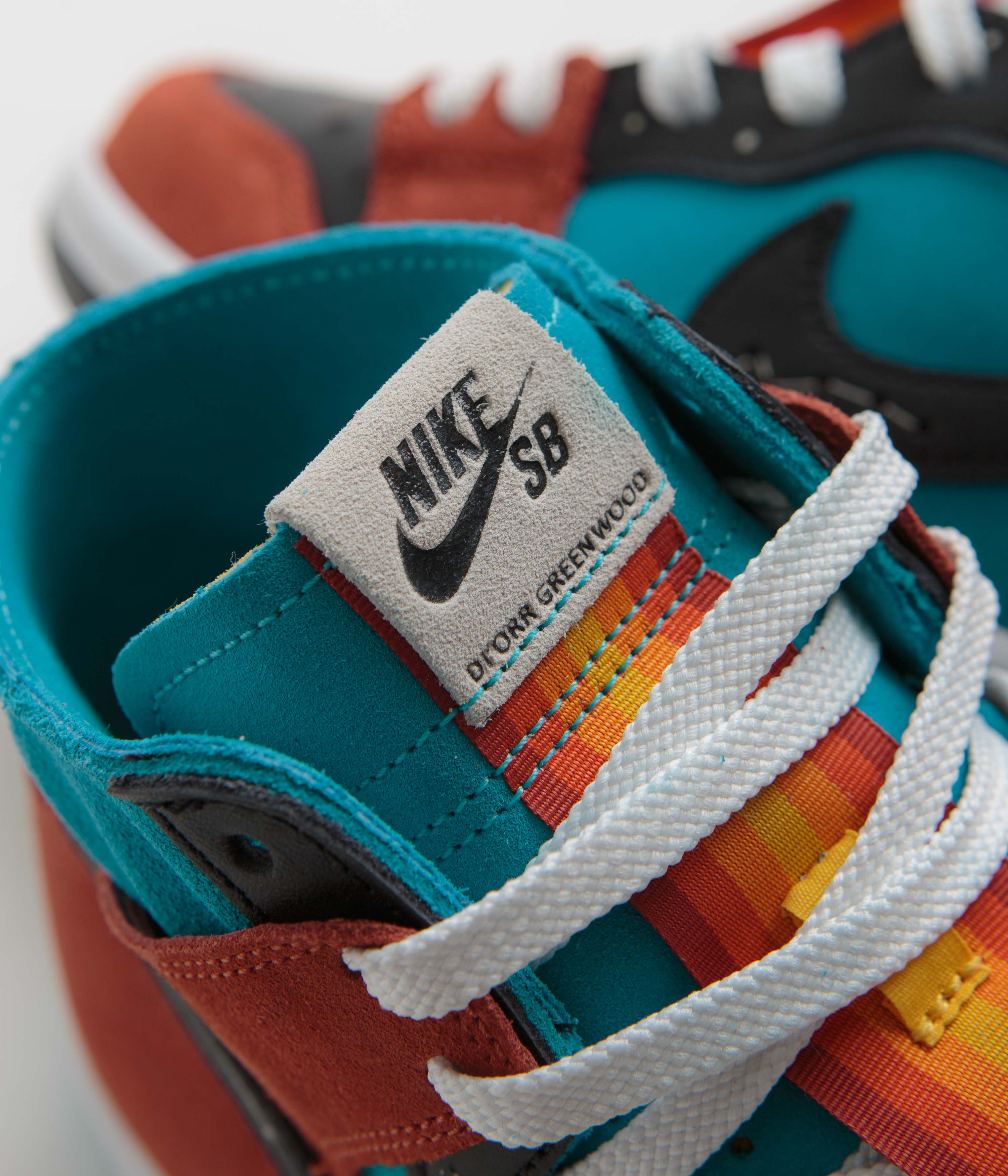 Nike SB x Di'Orr Greenwood Dunk High Decon Shoes - Turquoise Blue / Black - Rugged Orange - Image 3