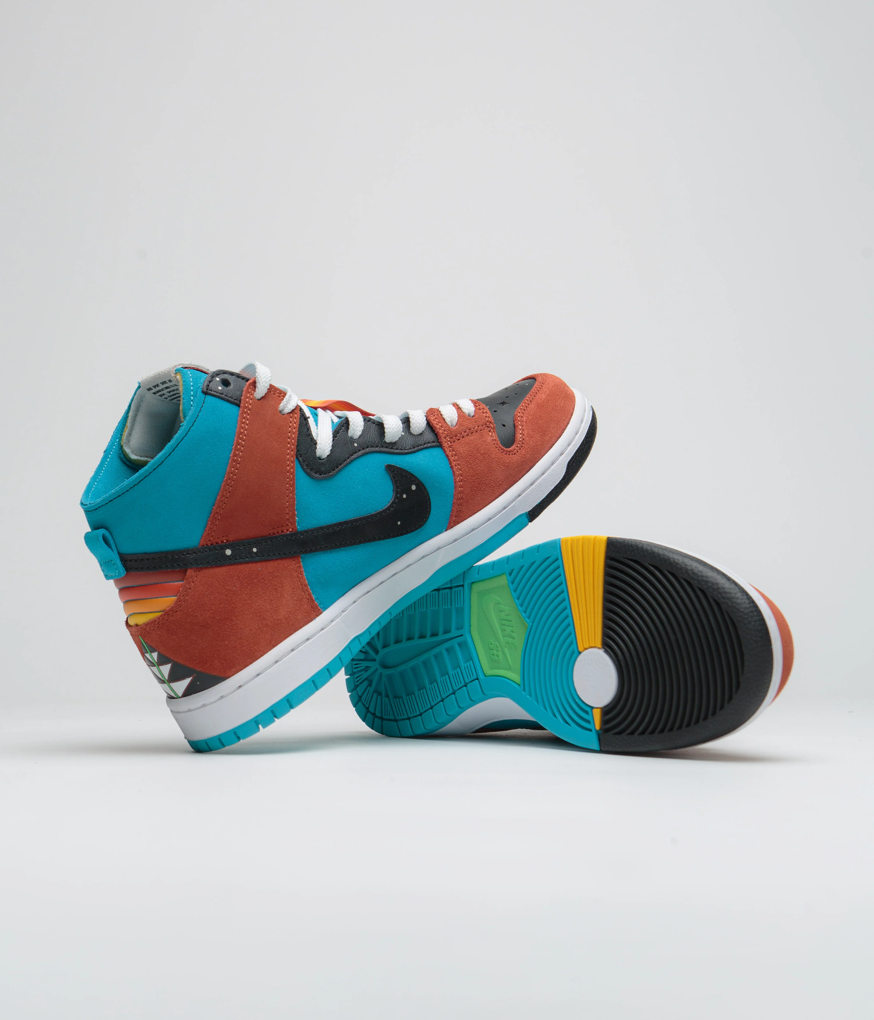 Nike SB x Di'Orr Greenwood Dunk High Decon Shoes - Turquoise Blue / Black - Rugged Orange - Image 5