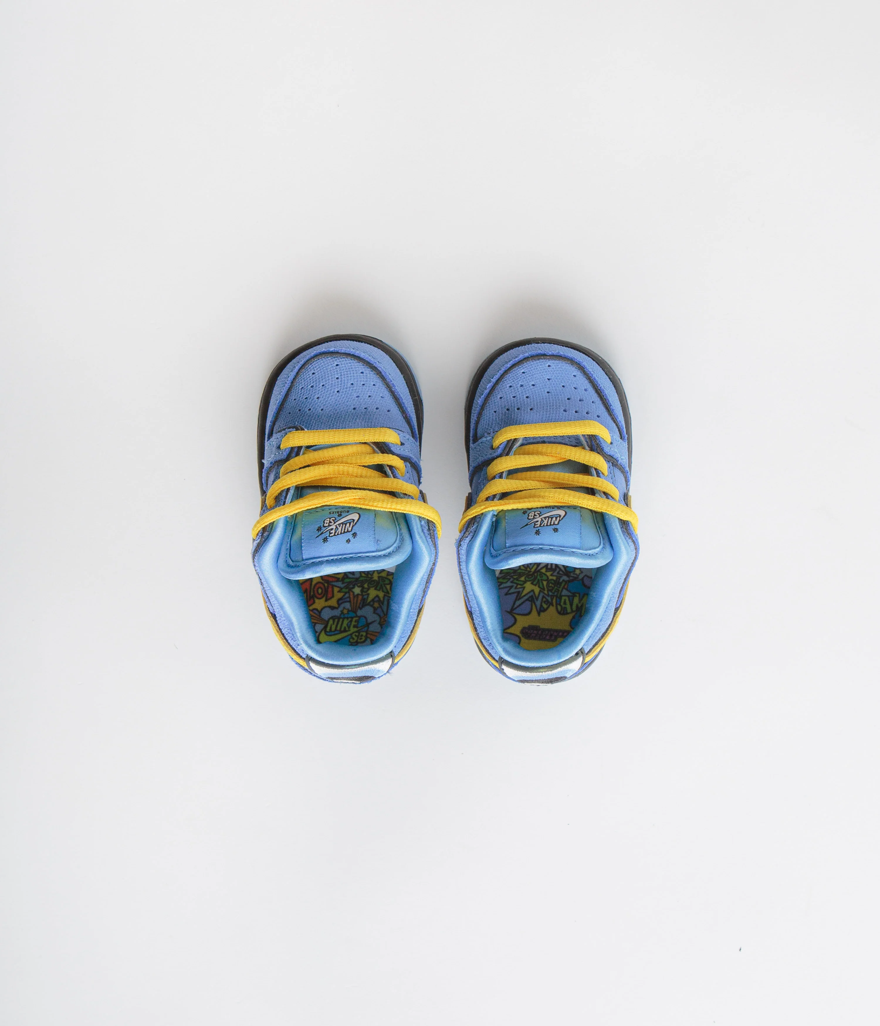 Nike SB x Powerpuff Girls Dunk Low Pro 'Bubbles' (Toddler) Shoes - University Blue / Tour Yellow - Image 7