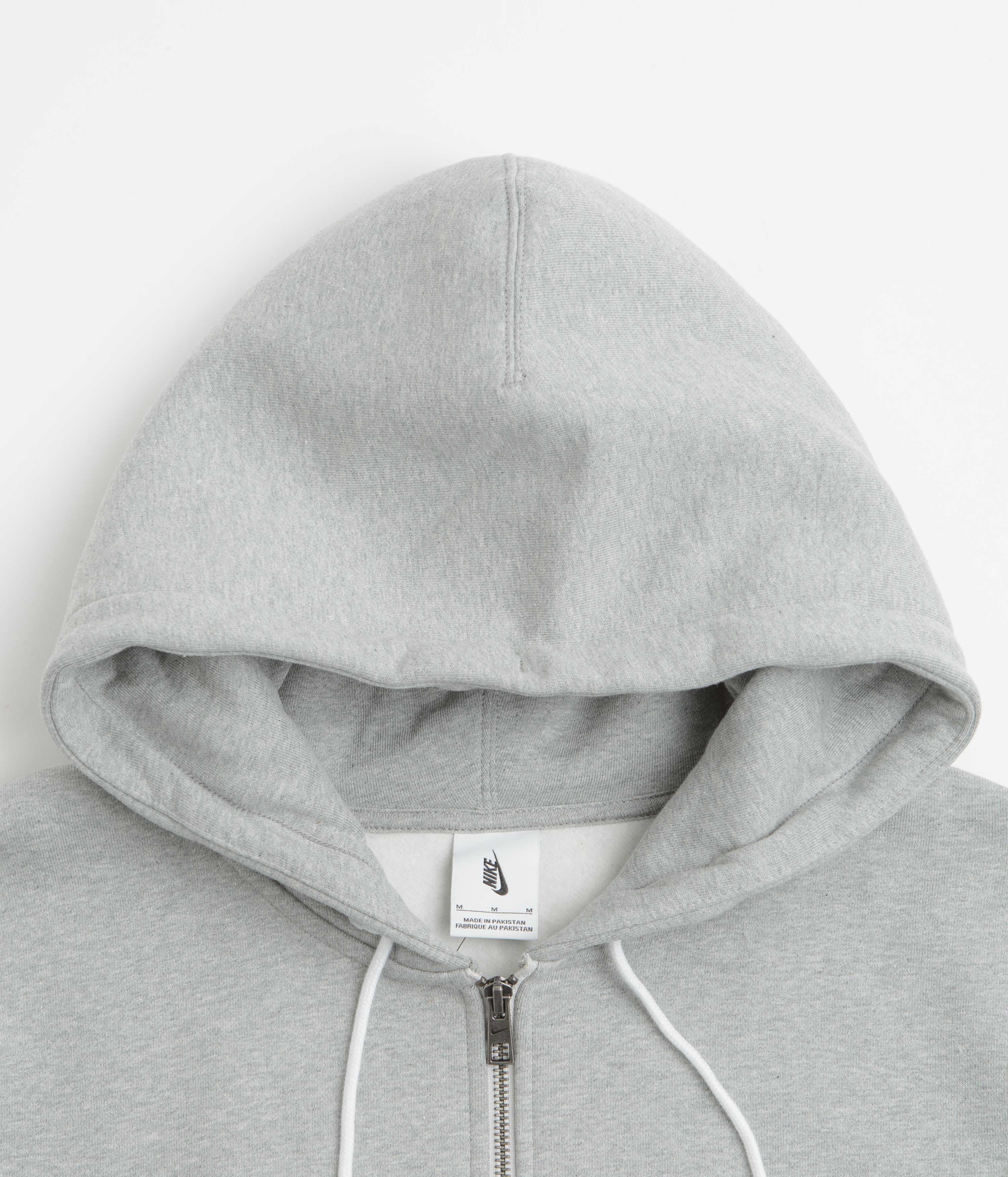 Nike Solo Swoosh Full Zip Hoodie - Dark Grey Heather / White - Image 3