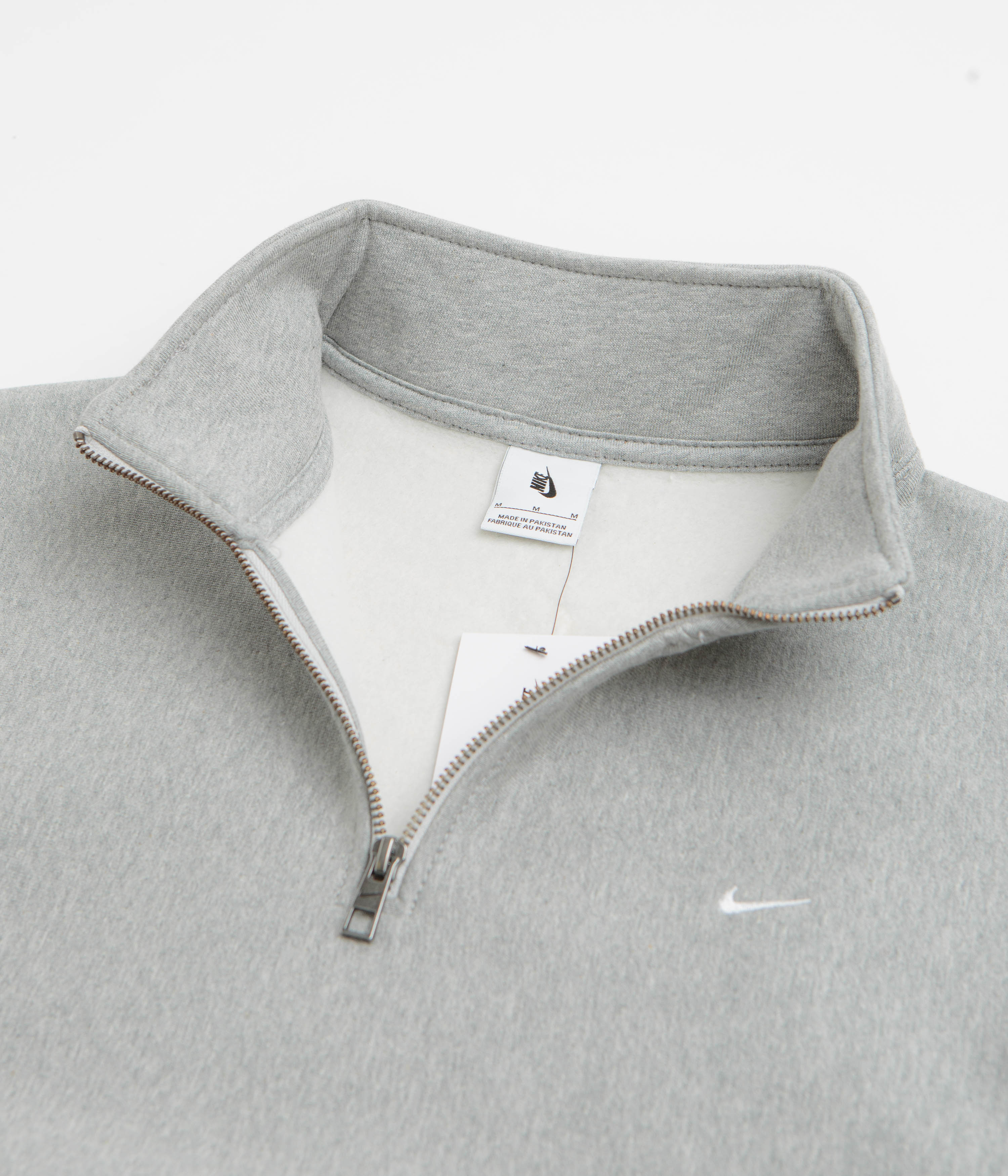 Nike Solo Swoosh Quarter Zip Sweatshirt - Dark Grey Heather / White - Image 3