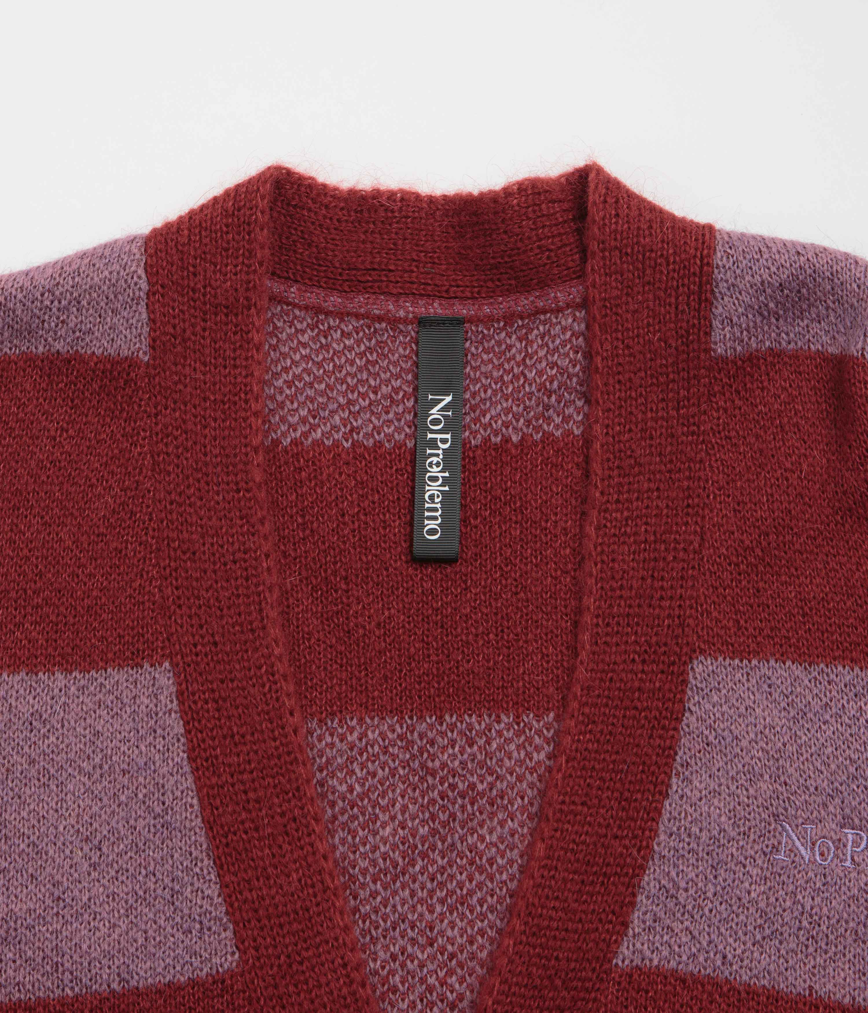 No Problemo Striped Mohair Oversized Cardigan - Burgundy Multi - Image 3