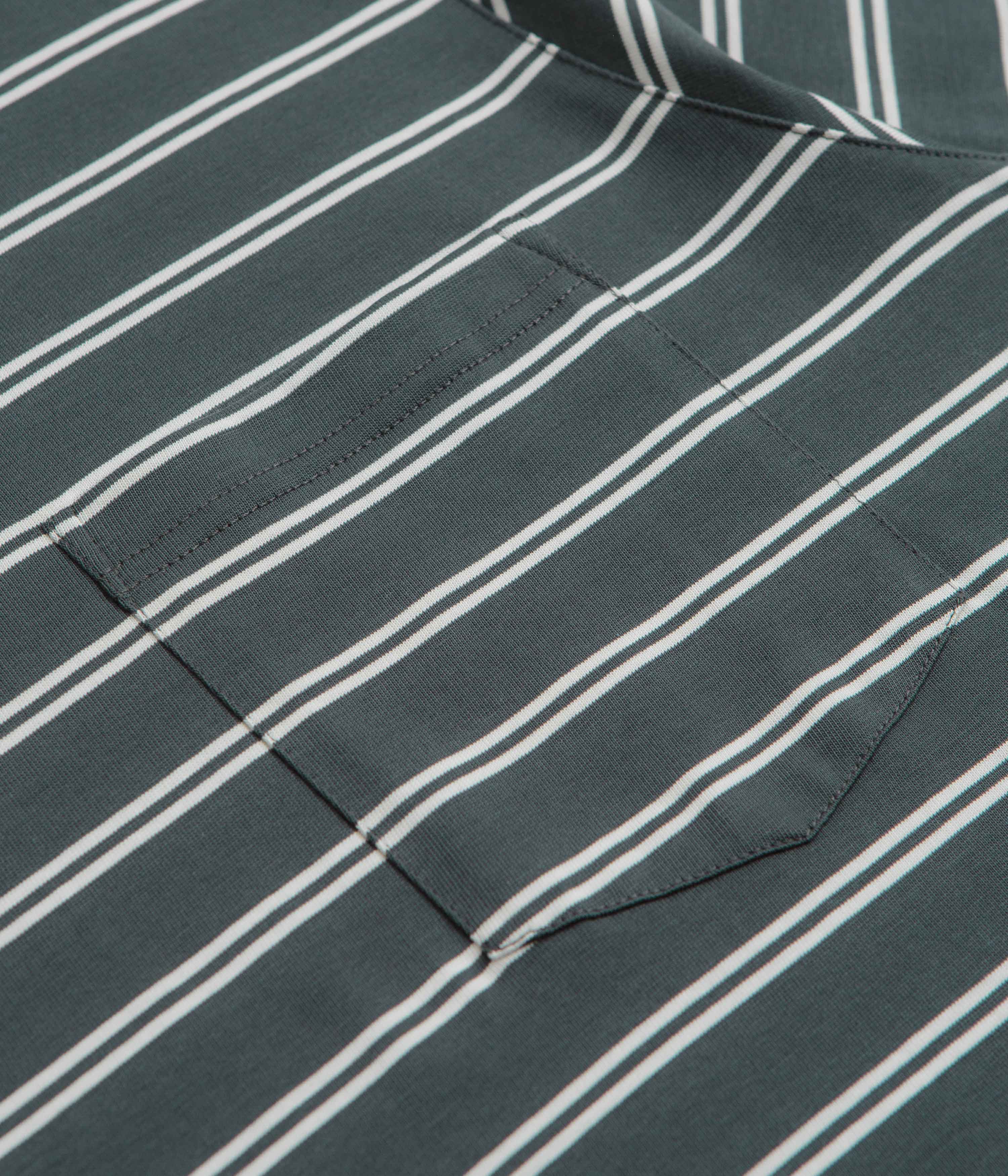 Norse Projects Holger Organic Sailor Stripe Pocket T-Shirt - Battleship Grey - Image 3
