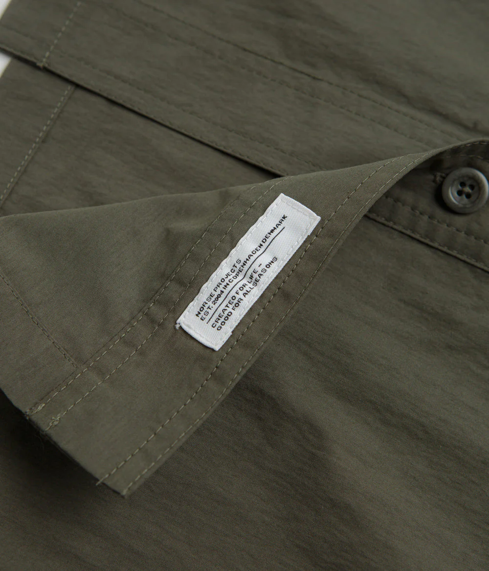 Norse Projects Ivan Tech Poplin Short Sleeve Shirt - Ivy Green - Image 5