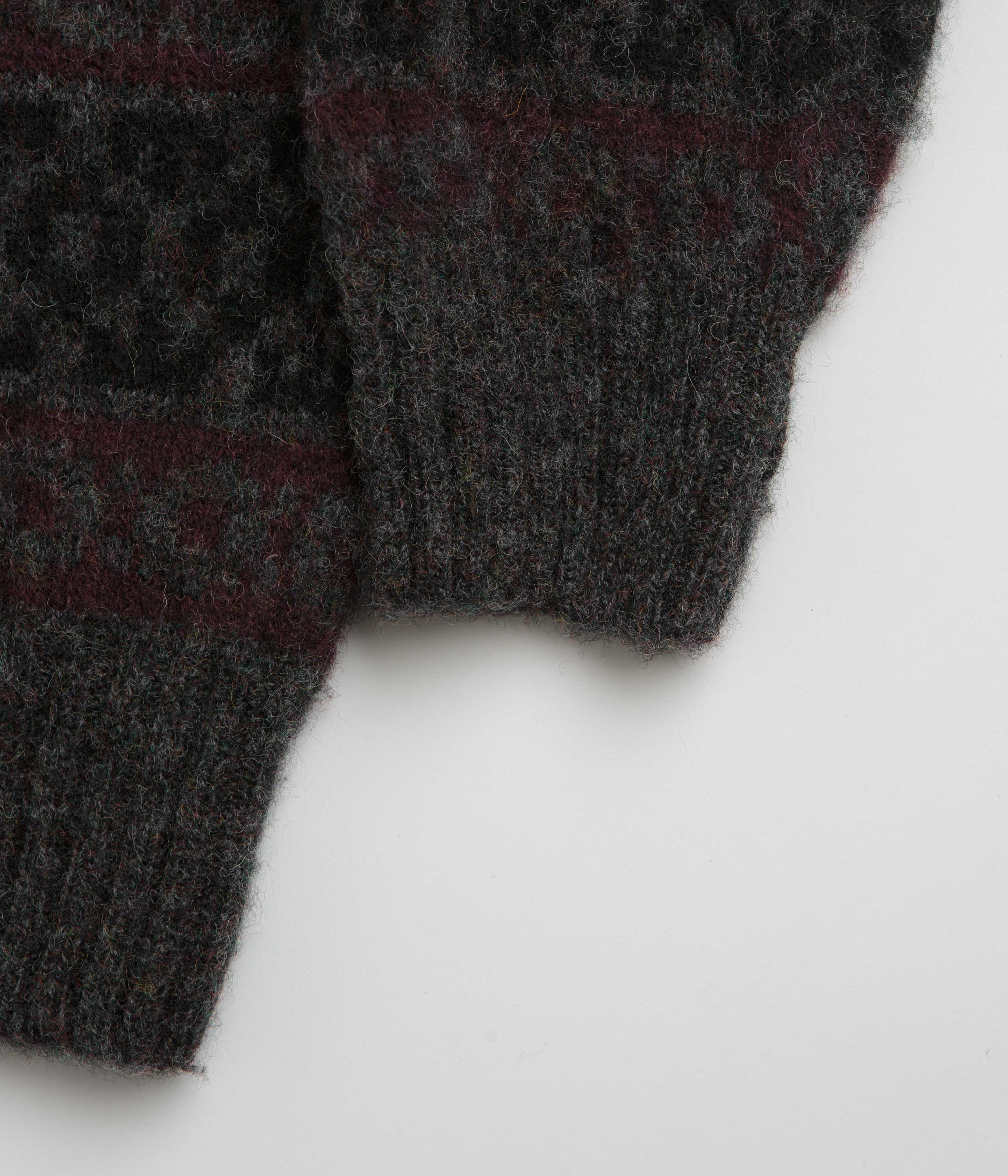 Norse Projects Jonas Scottish Lambswool Fair Isle Sweatshirt - Charcoal Grey - Image 4