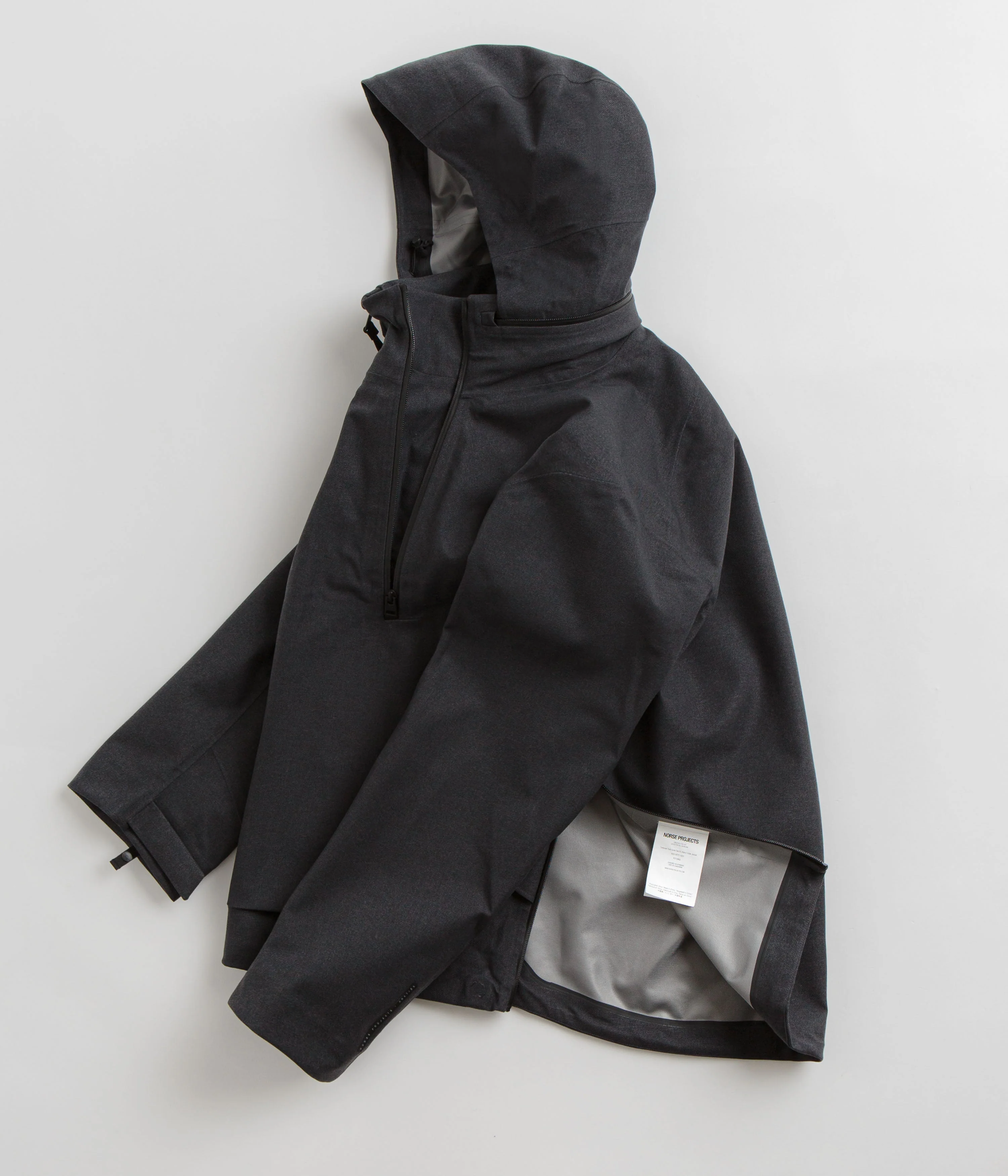 Norse Projects Textured Twill Gore-Tex 3L Stand Collar Jacket - Charcoal Grey - Image 3