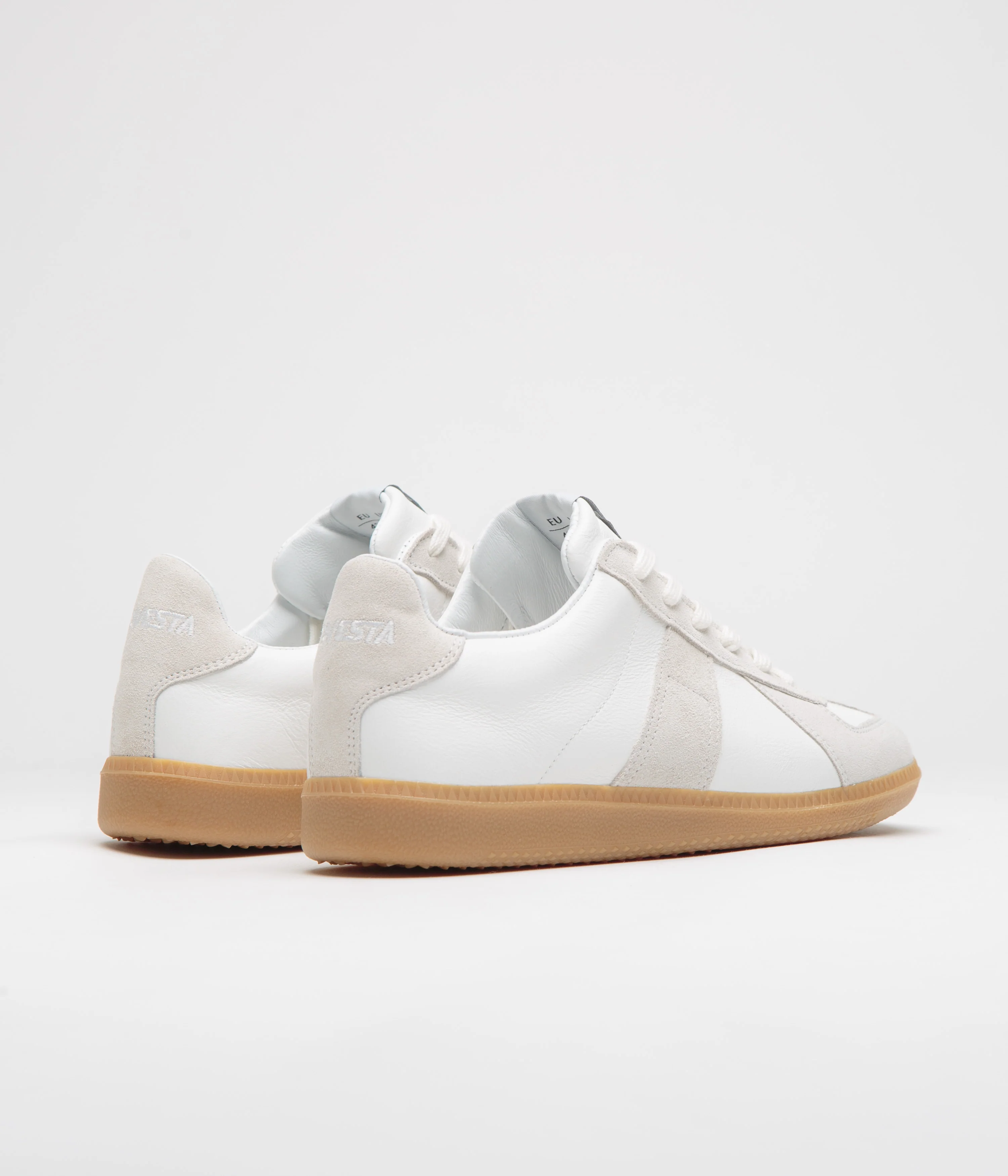 Novesta All Leather German Army Trainer Shoes - White / Transparent - Image 4