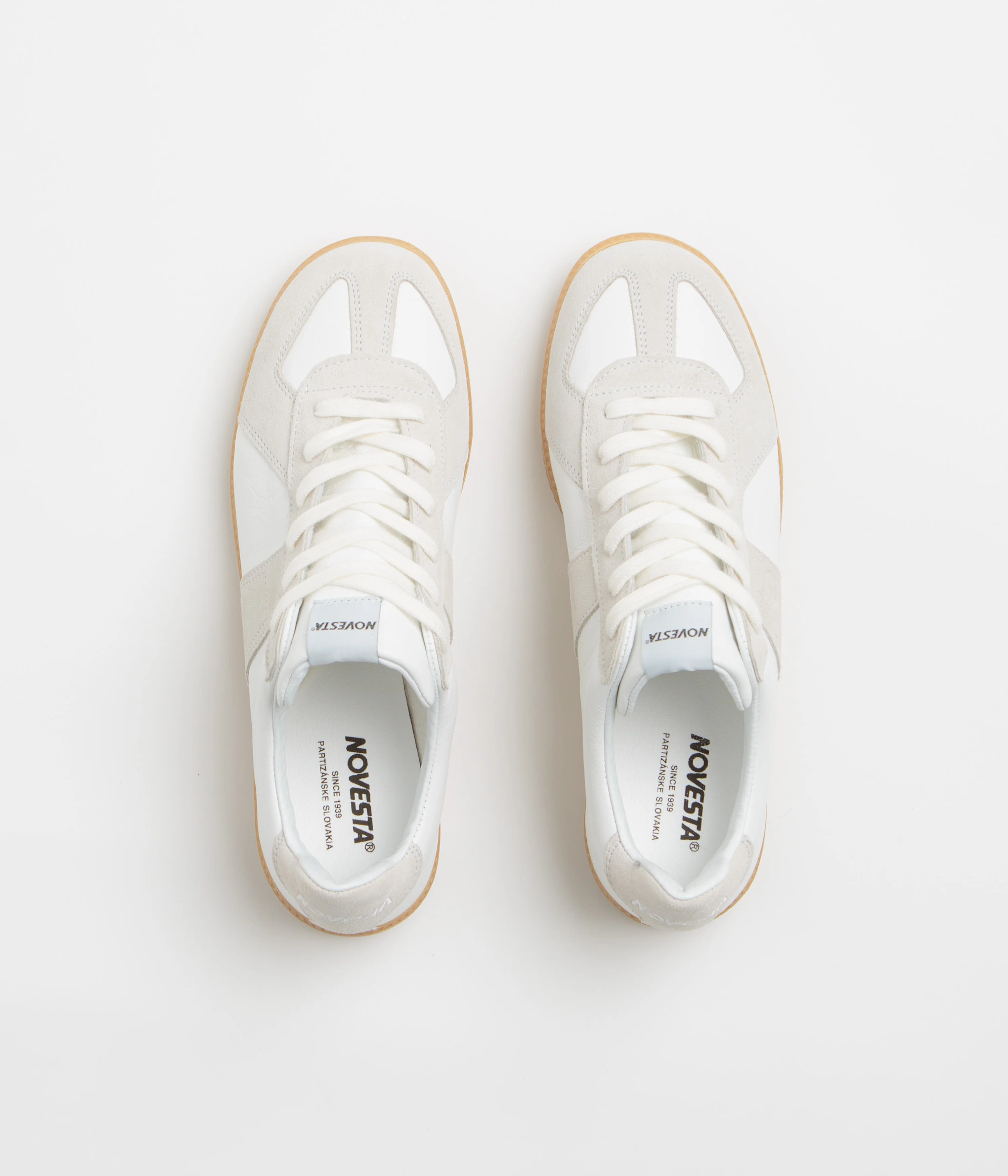 Novesta All Leather German Army Trainer Shoes - White / Transparent - Image 7