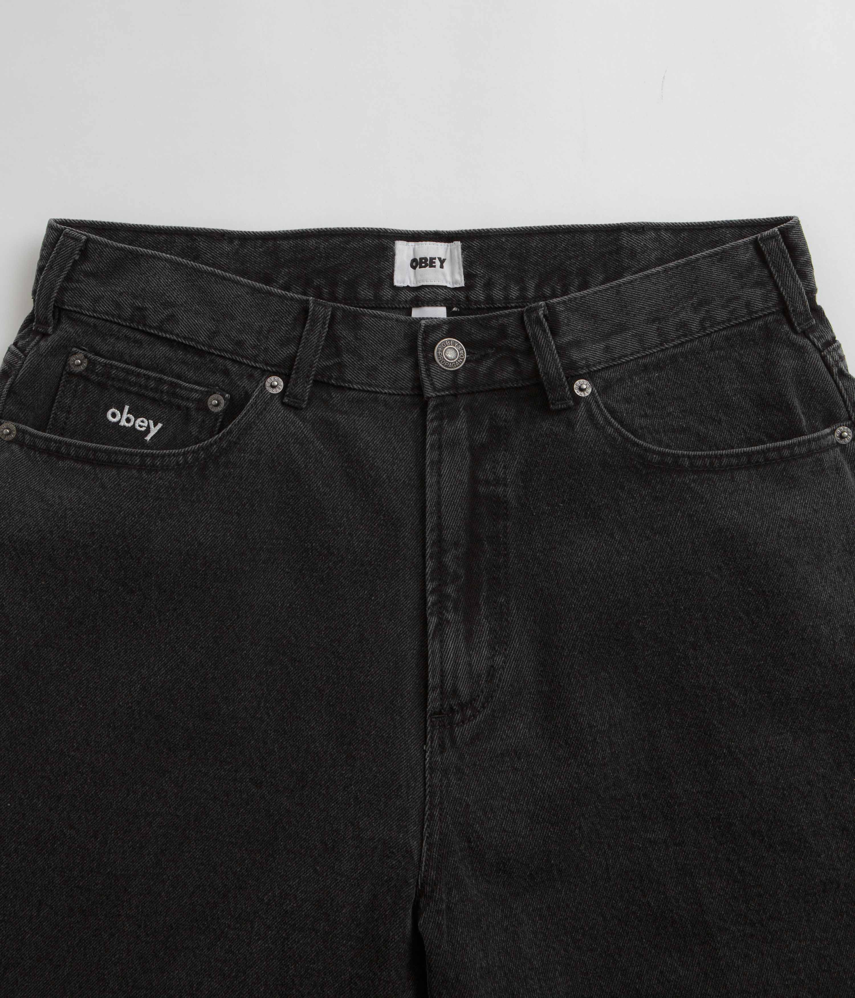 Obey Bigwig Baggy Denim Shorts - Faded Black - Image 4