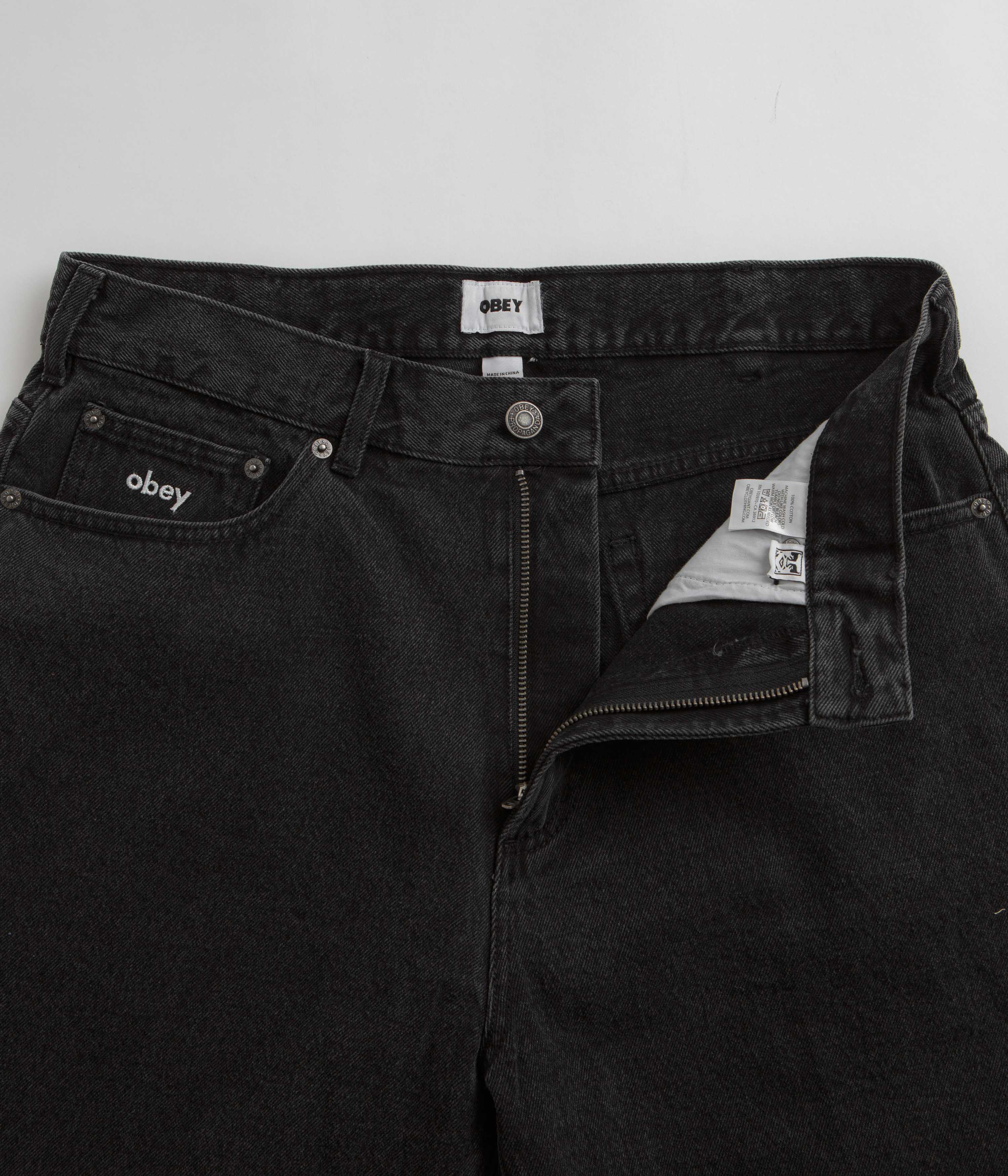 Obey Bigwig Baggy Denim Shorts - Faded Black - Image 5