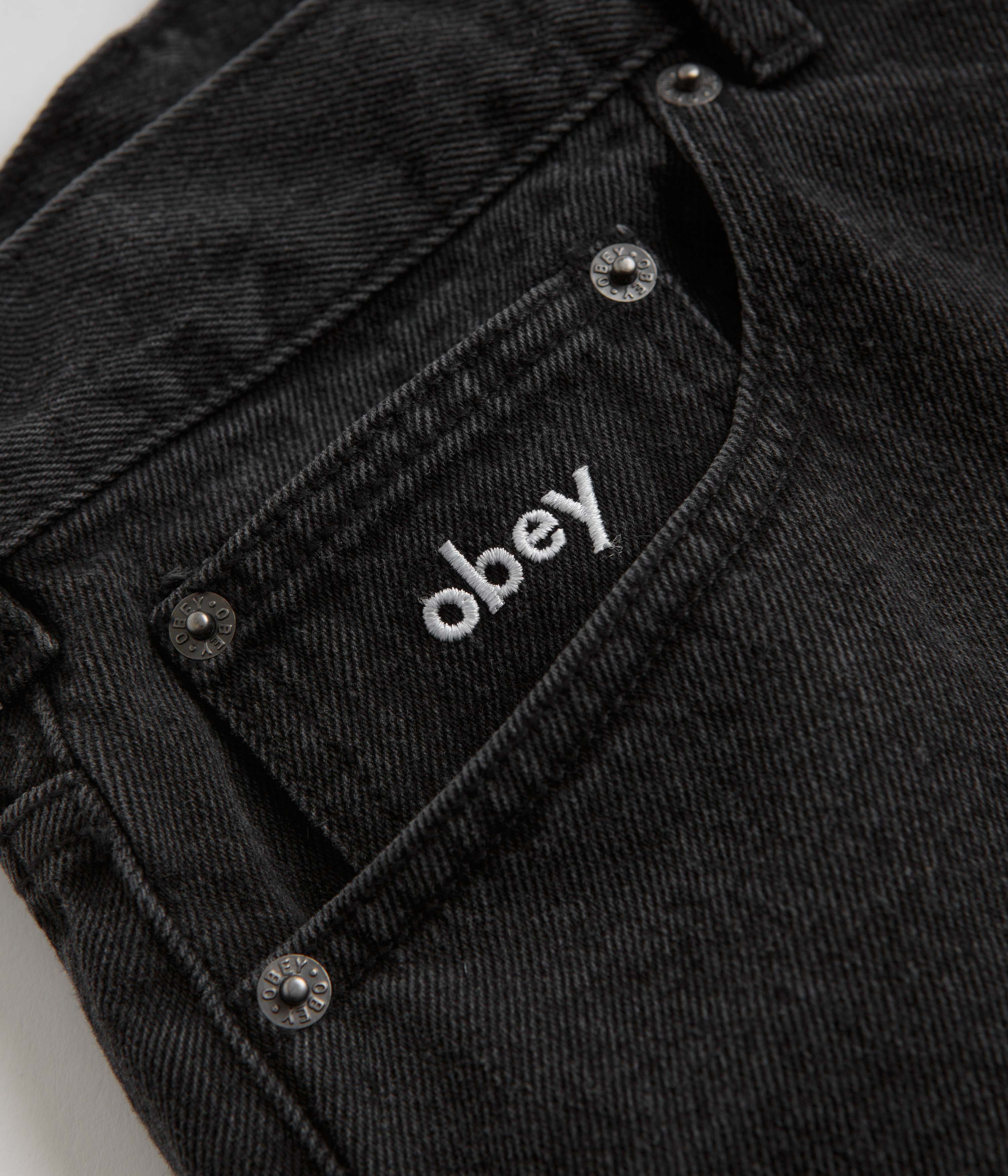 Obey Bigwig Baggy Denim Shorts - Faded Black - Image 7