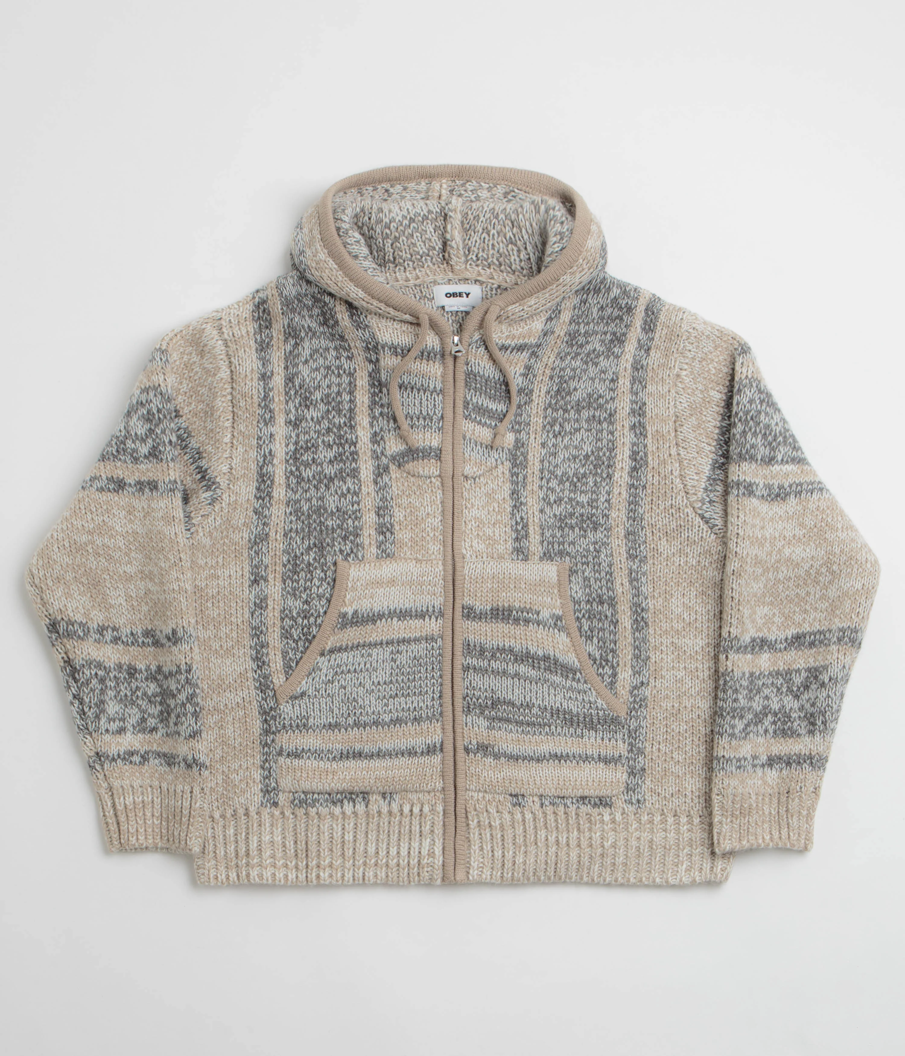Obey Zip Up Baja Hoodie - Natural Multi