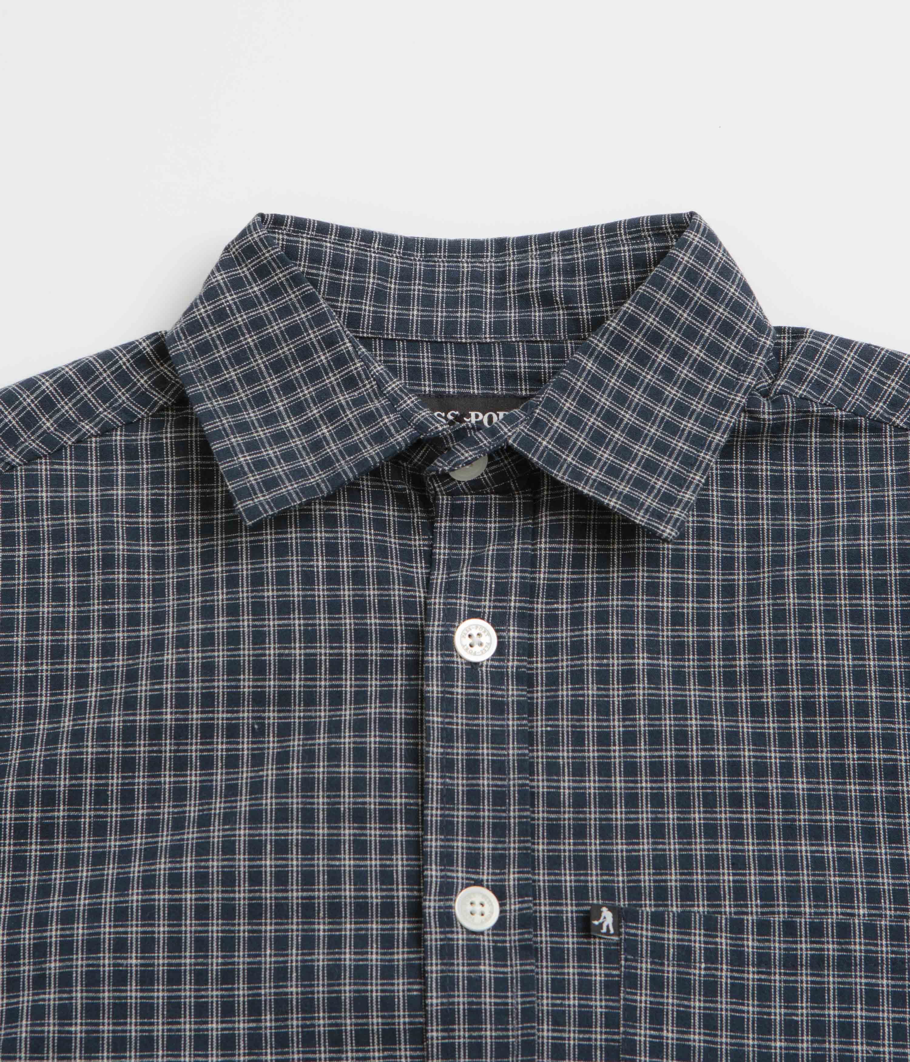 Pass Port Workers Check Short Sleeve Shirt - Navy - Image 2