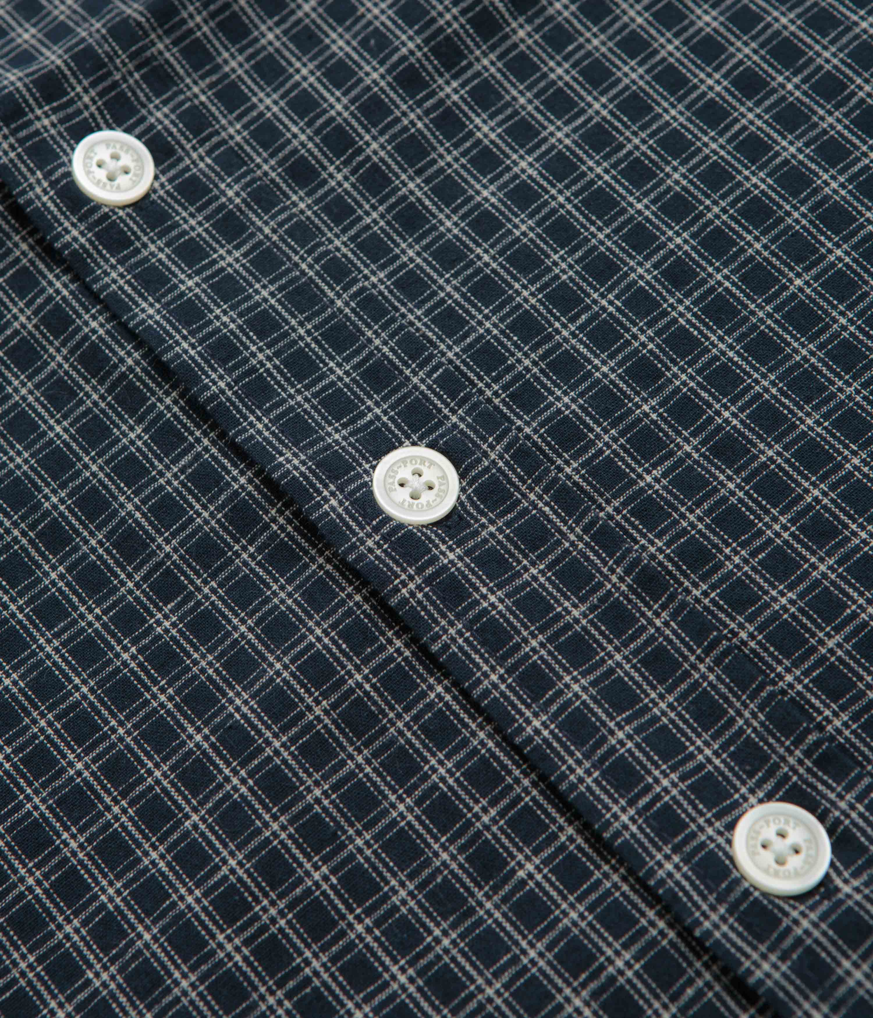 Pass Port Workers Check Short Sleeve Shirt - Navy - Image 3