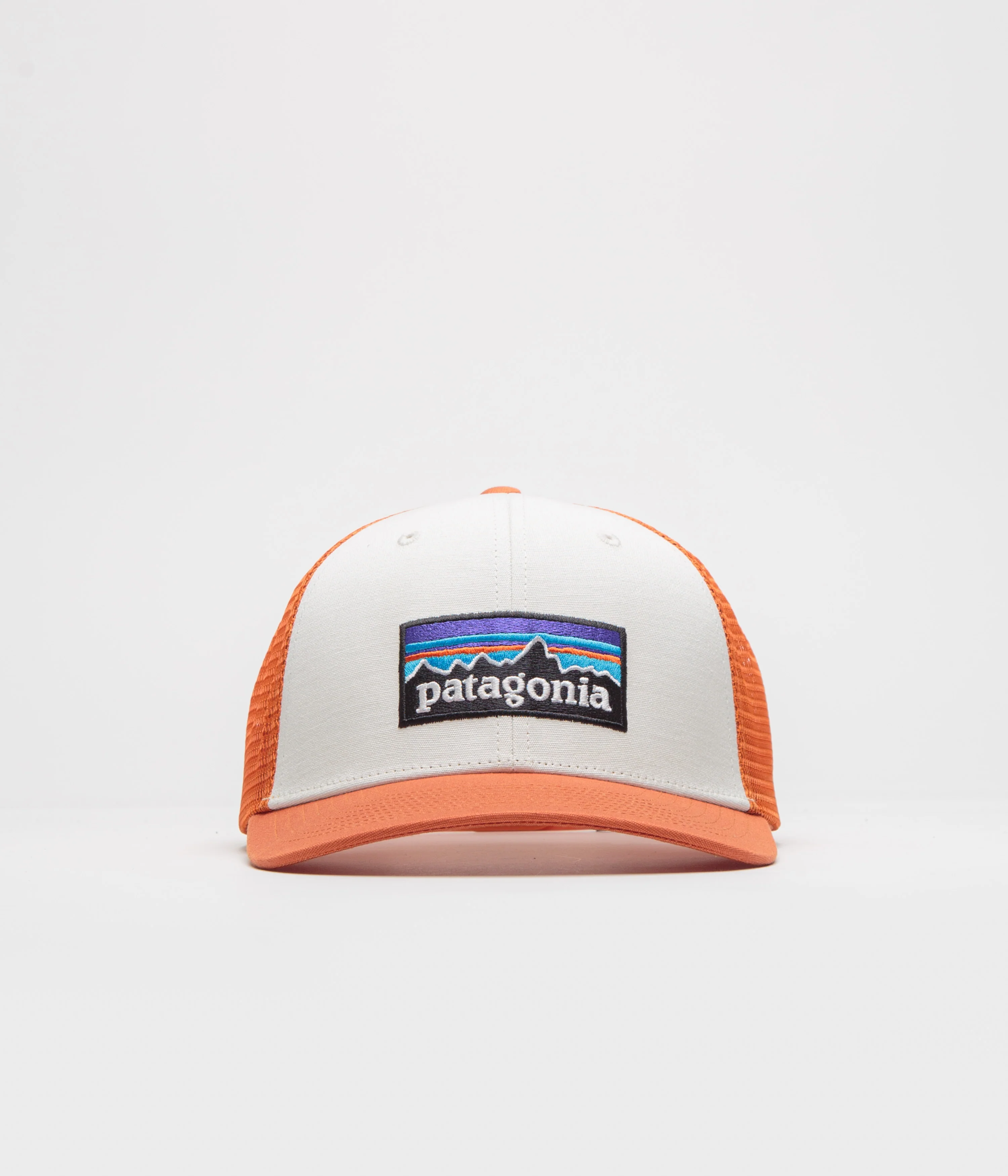 Patagonia P-6 Logo Trucker Cap - White / Redtail Rust - Image 2