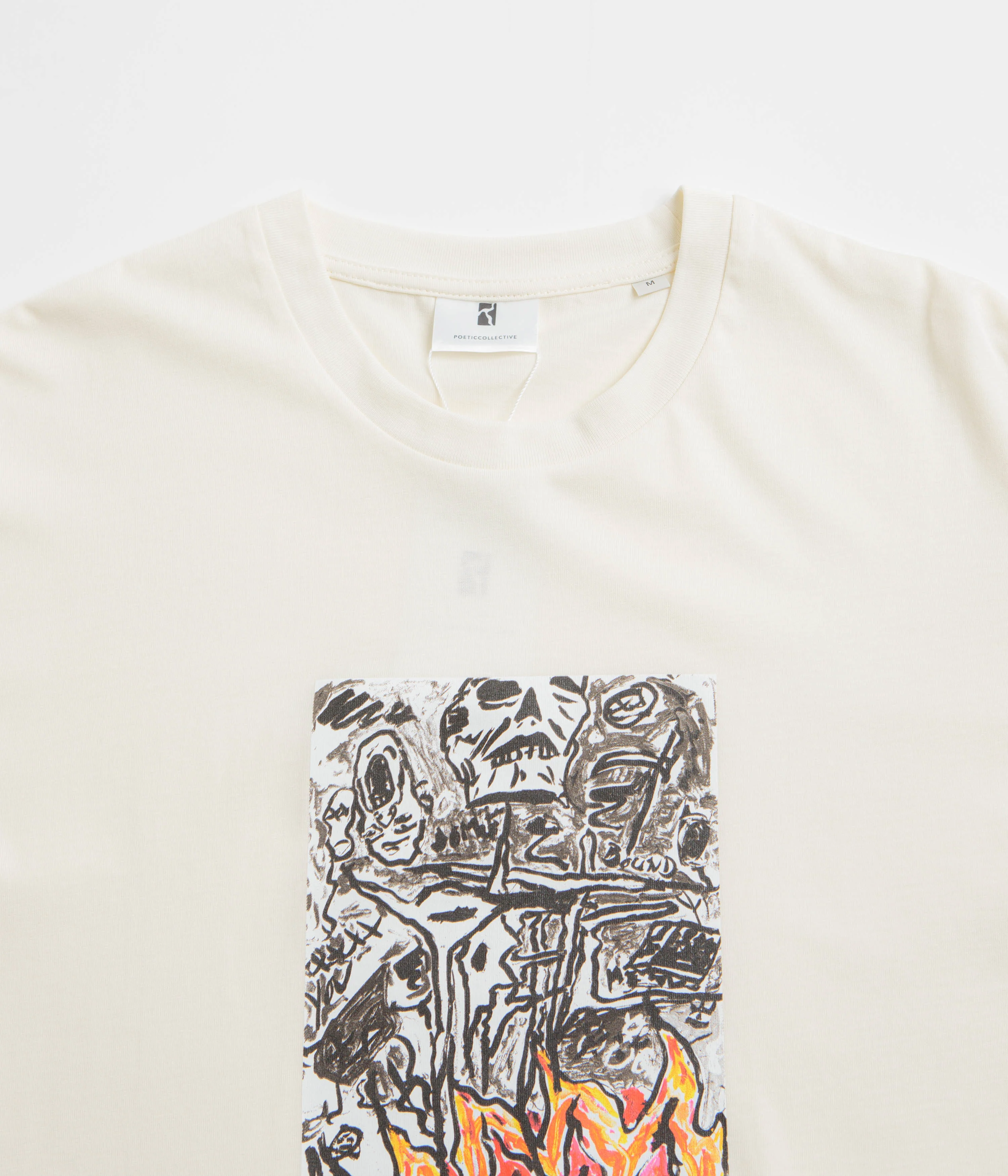 Poetic Collective Burning Skull T-Shirt - Ivory - Image 3