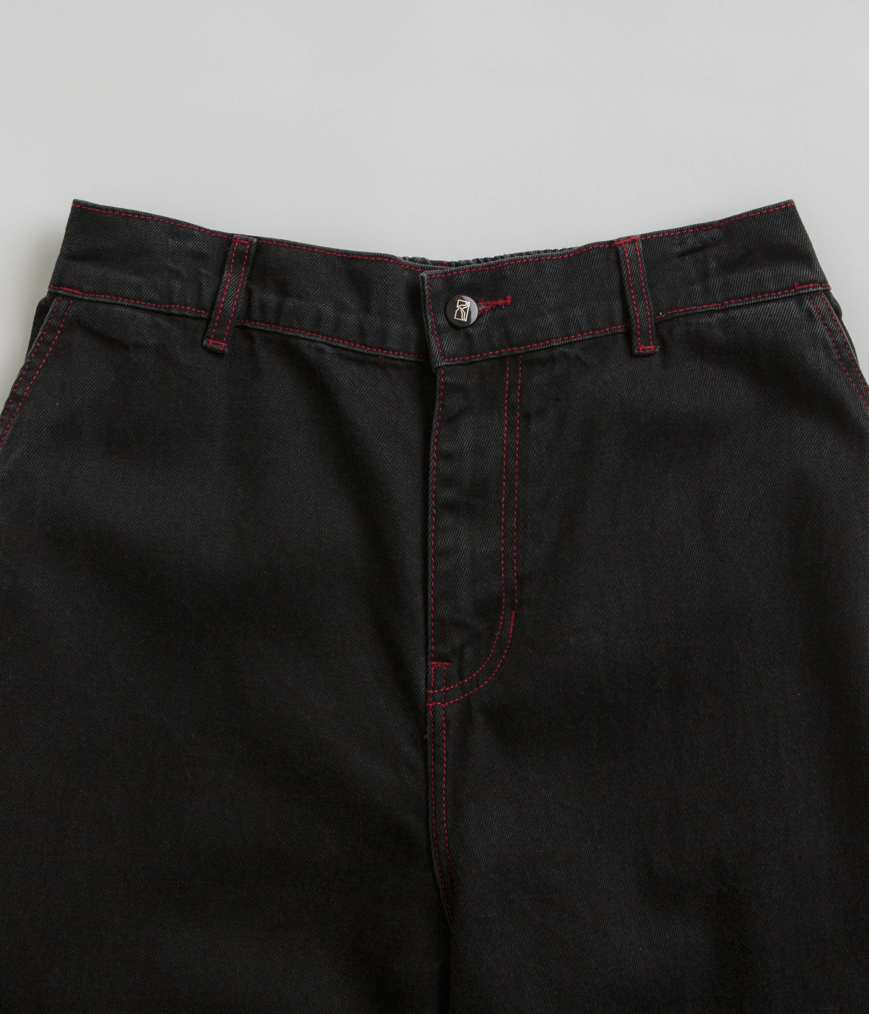 Poetic Collective Denim Sculptor Pants - Black / Red Stitch - Image 4