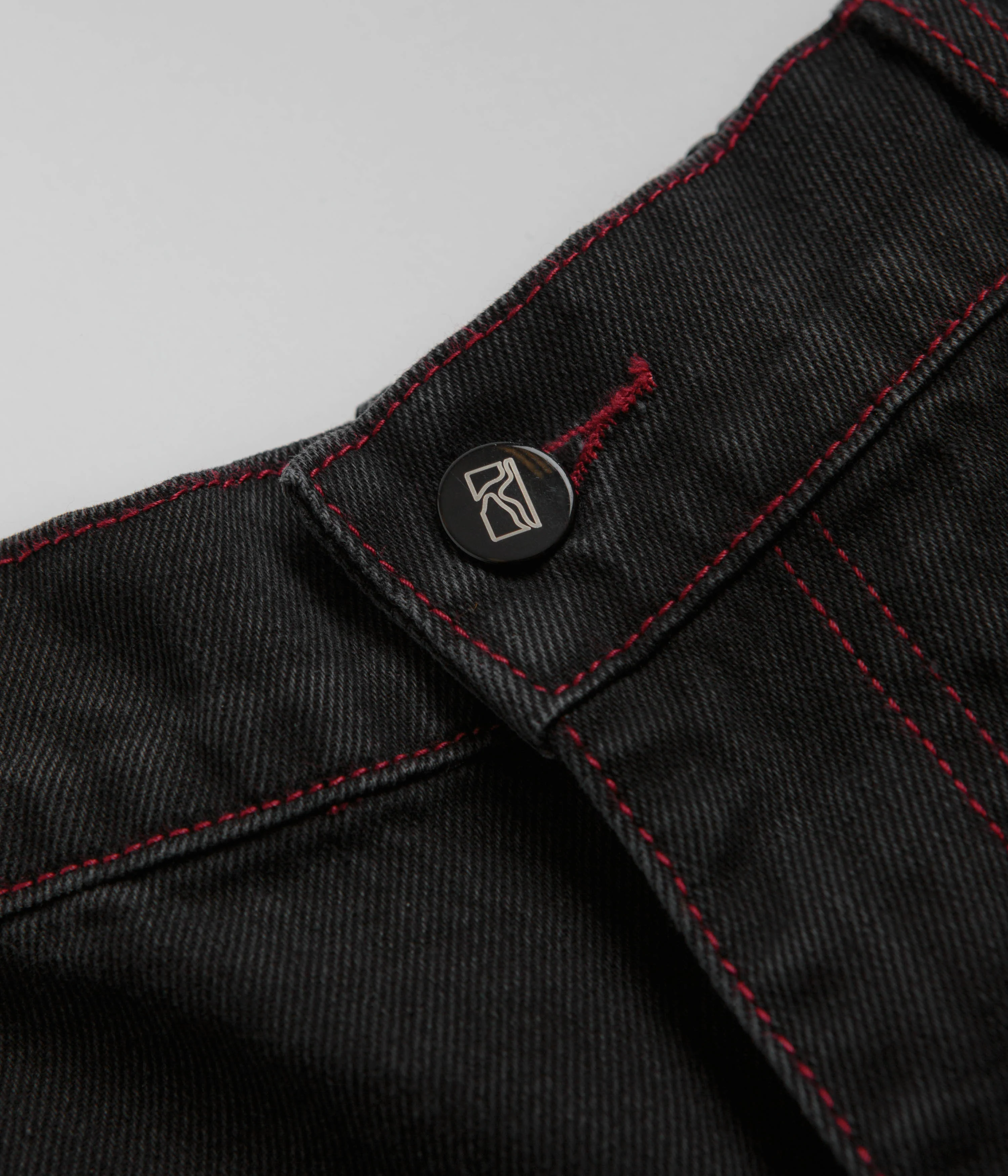 Poetic Collective Denim Sculptor Pants - Black / Red Stitch - Image 7