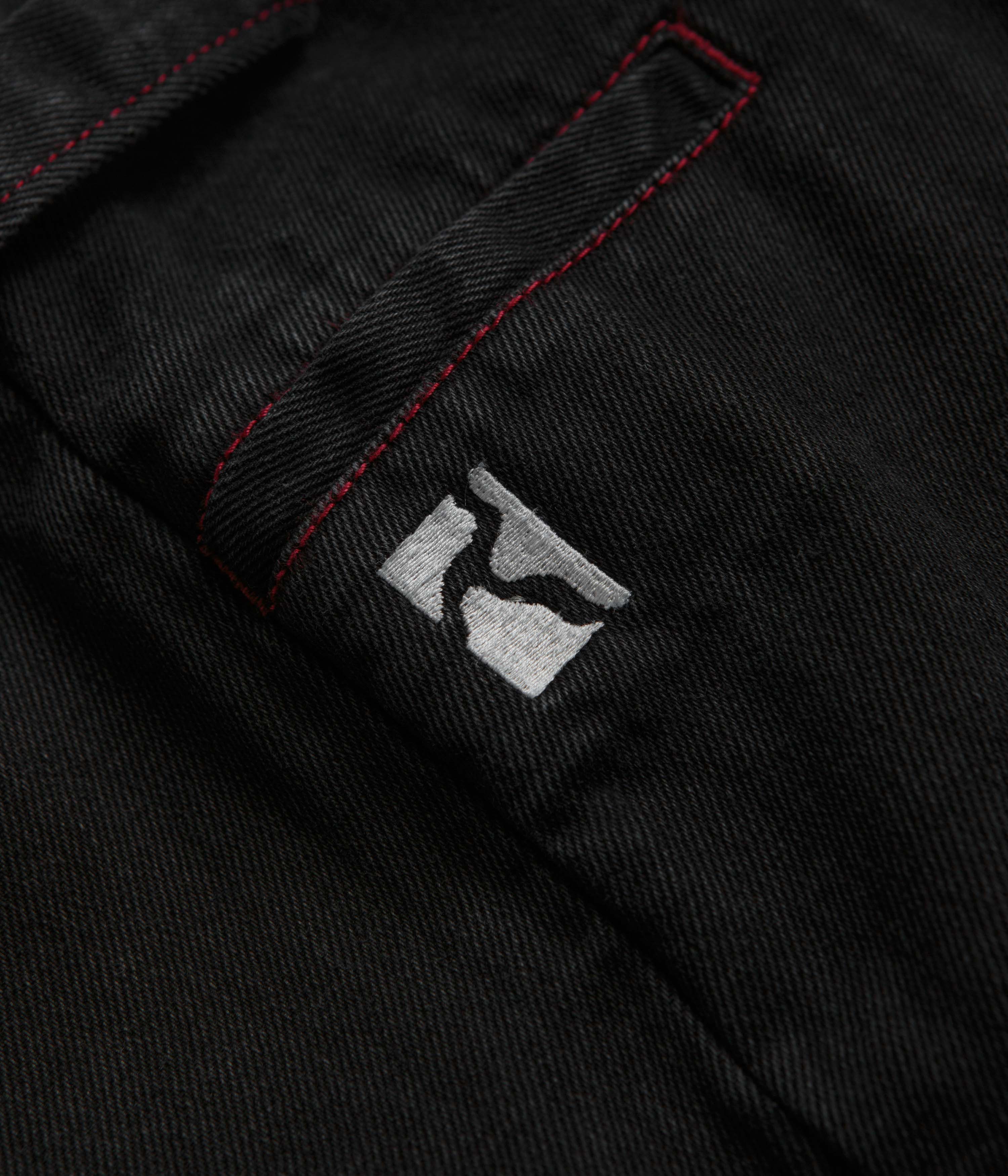 Poetic Collective Denim Sculptor Pants - Black / Red Stitch - Image 9