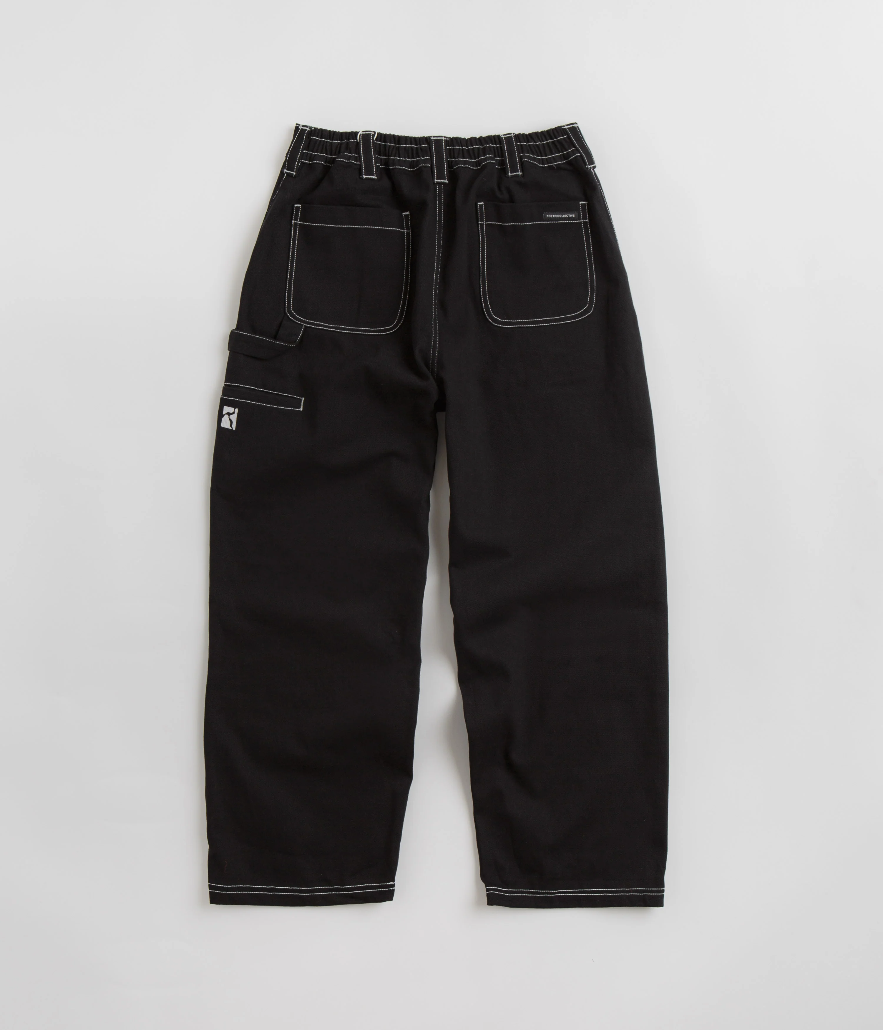 Poetic Collective Denim Sculptor Pants - Black / White Stitch - Image 3