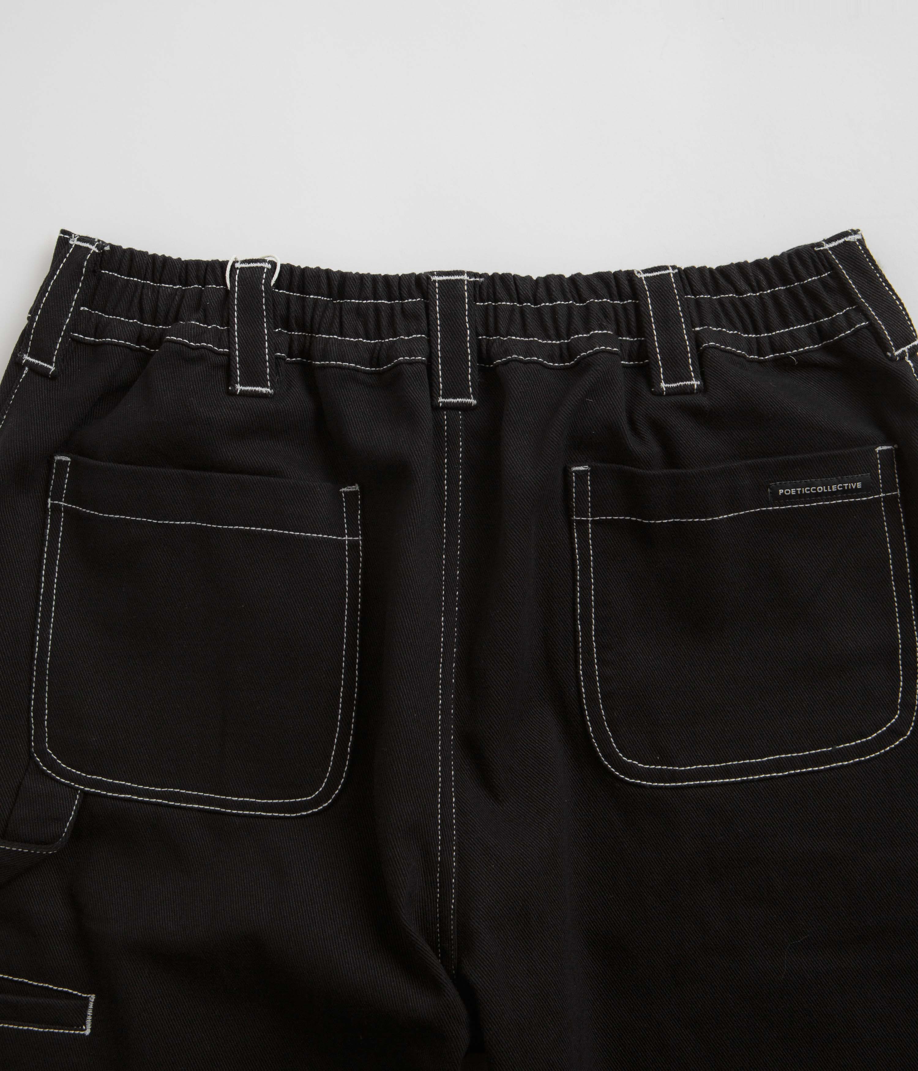 Poetic Collective Denim Sculptor Pants - Black / White Stitch - Image 6