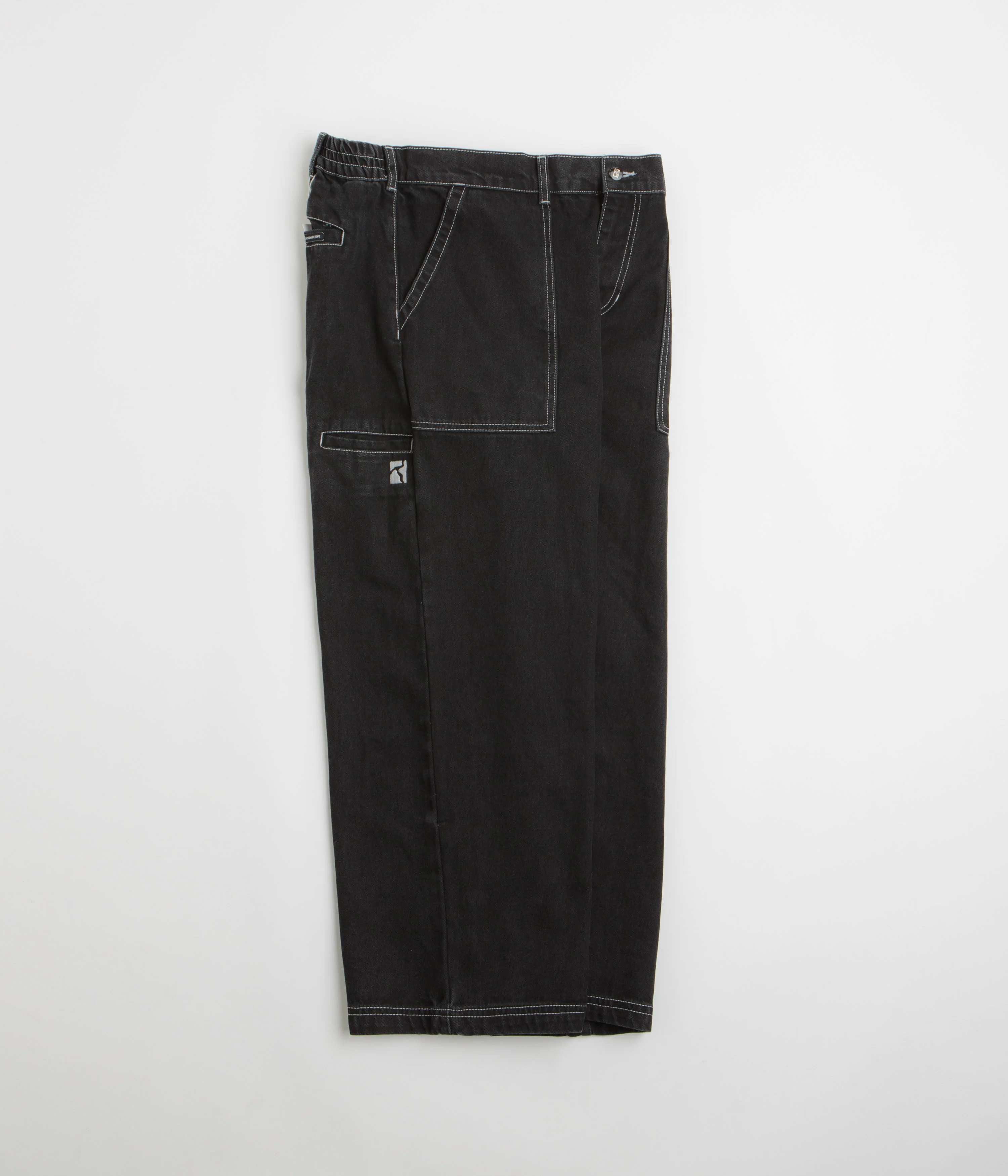 Poetic Collective Painter Pants - Black Denim / White Seams - Image 2