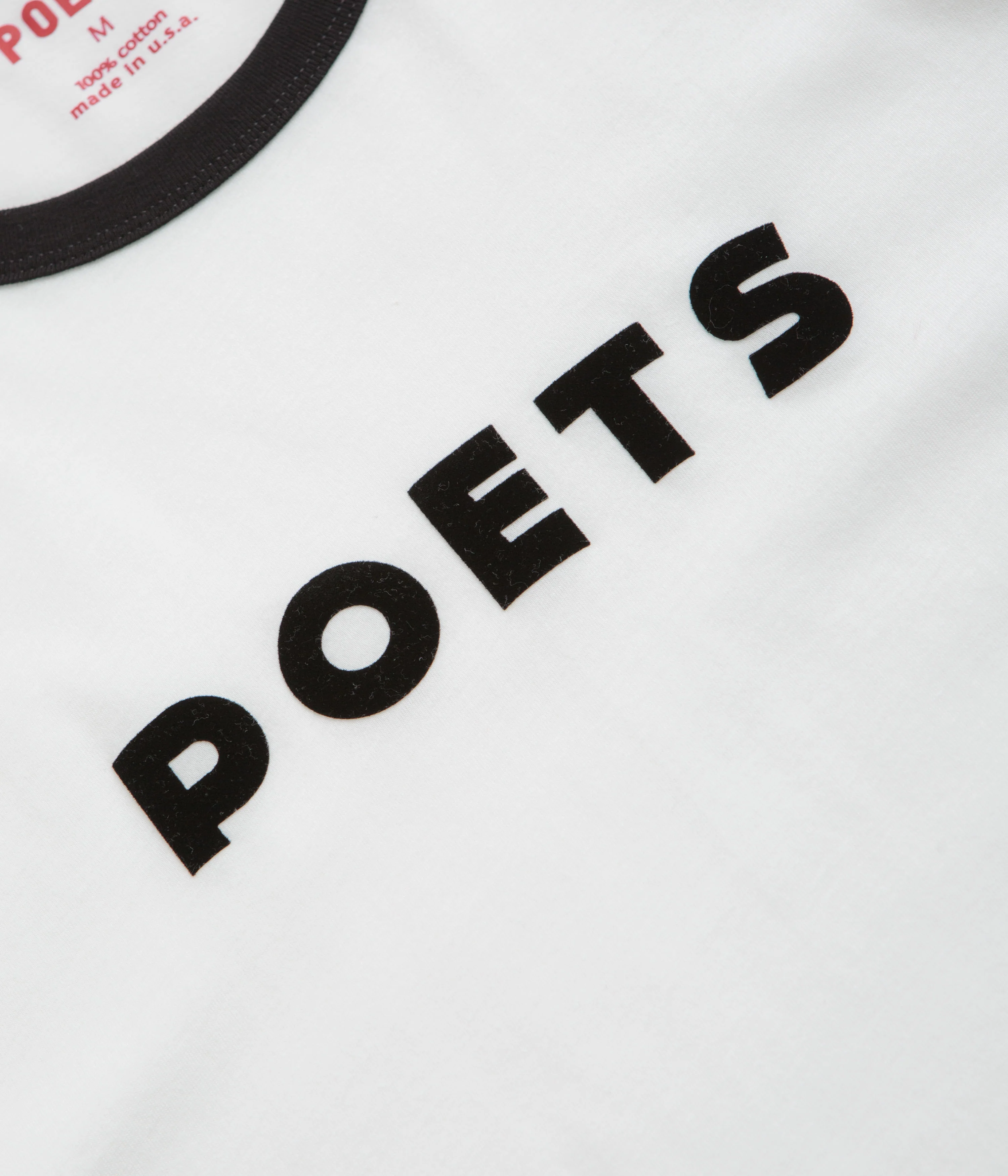Poets Base Ringer Flocked T-Shirt - White - Image 2
