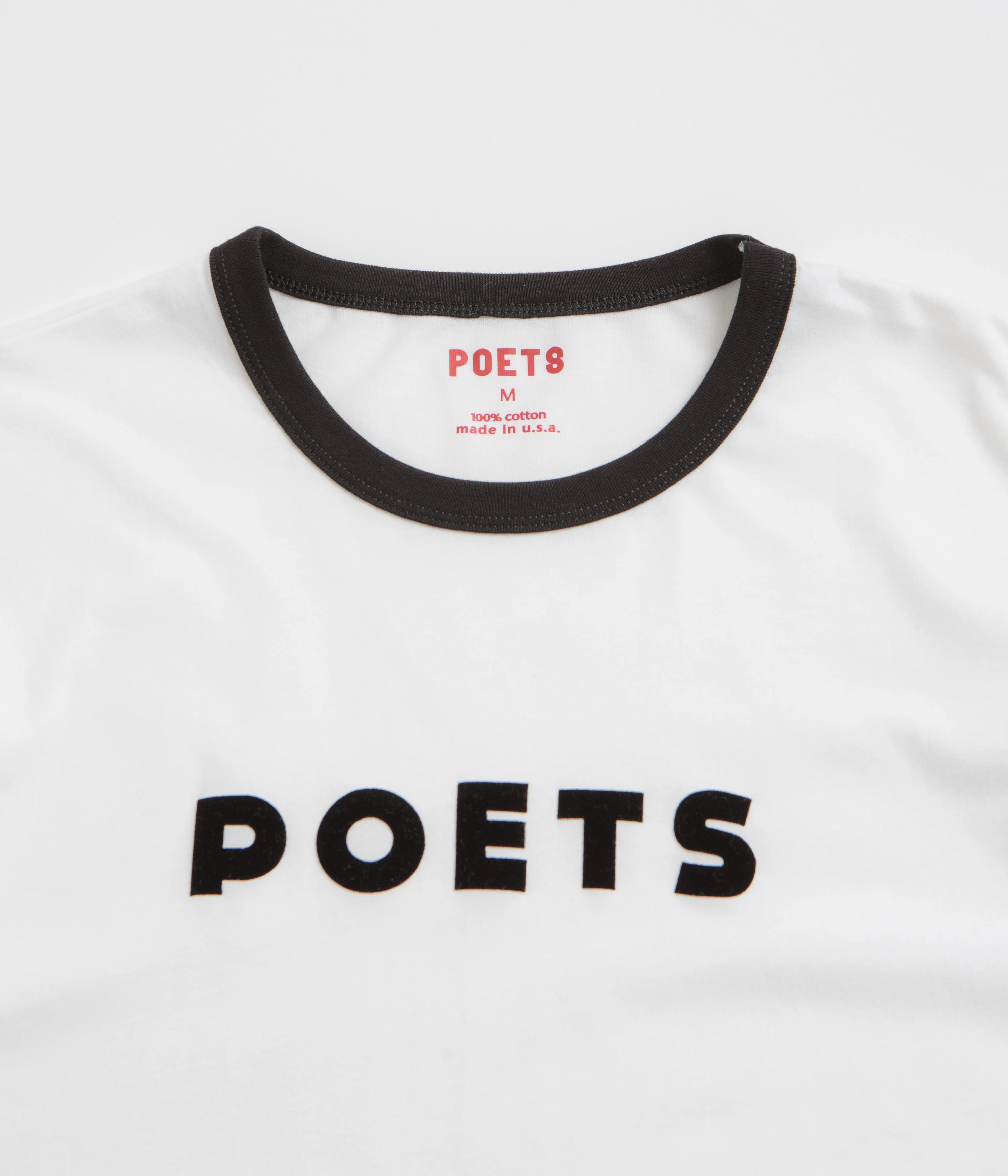 Poets Base Ringer Flocked T-Shirt - White - Image 3