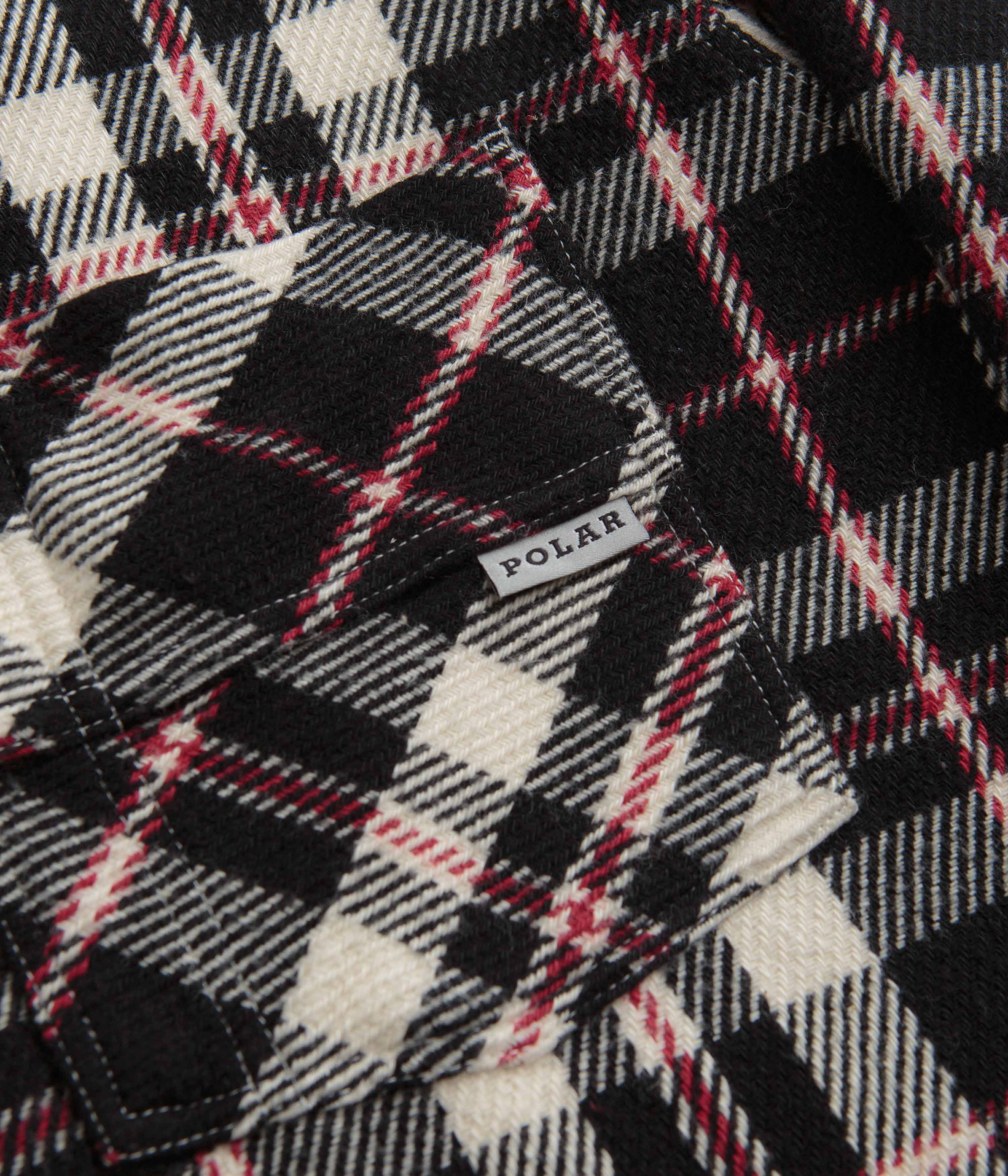 Polar Big Boy Flannel Overshirt - Black / Cloud White / Red - Image 3