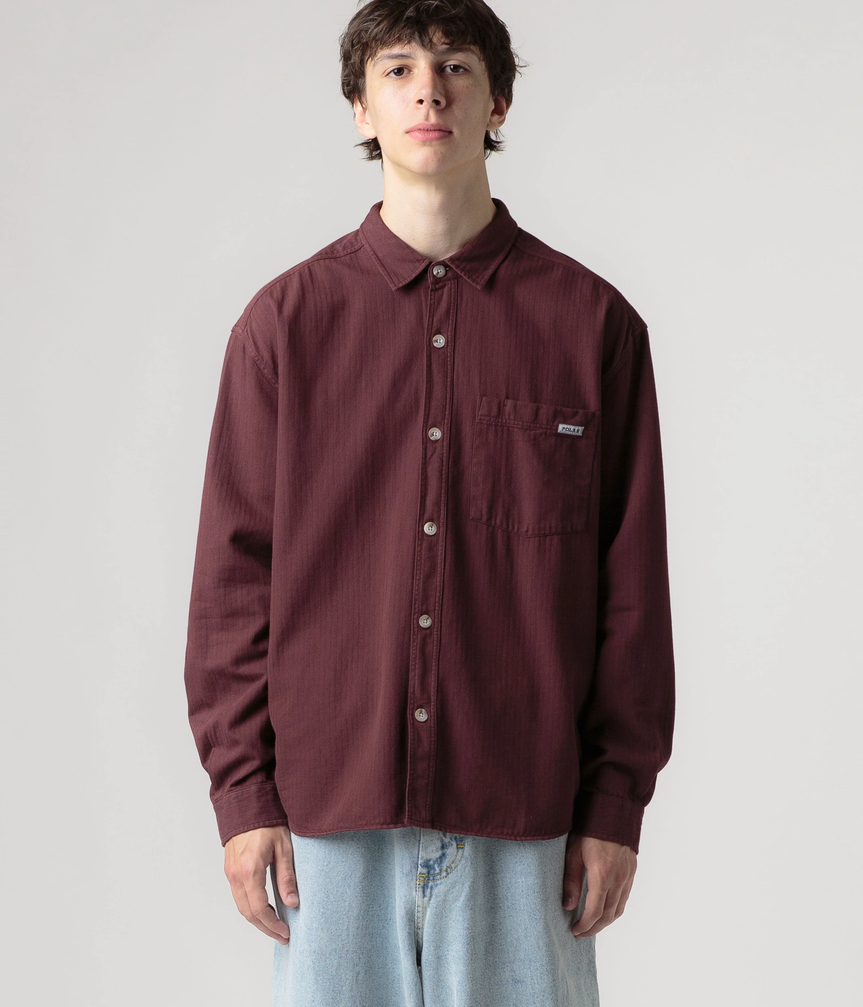 Polar Mitchell Herringbone Shirt - Wine - Image 6
