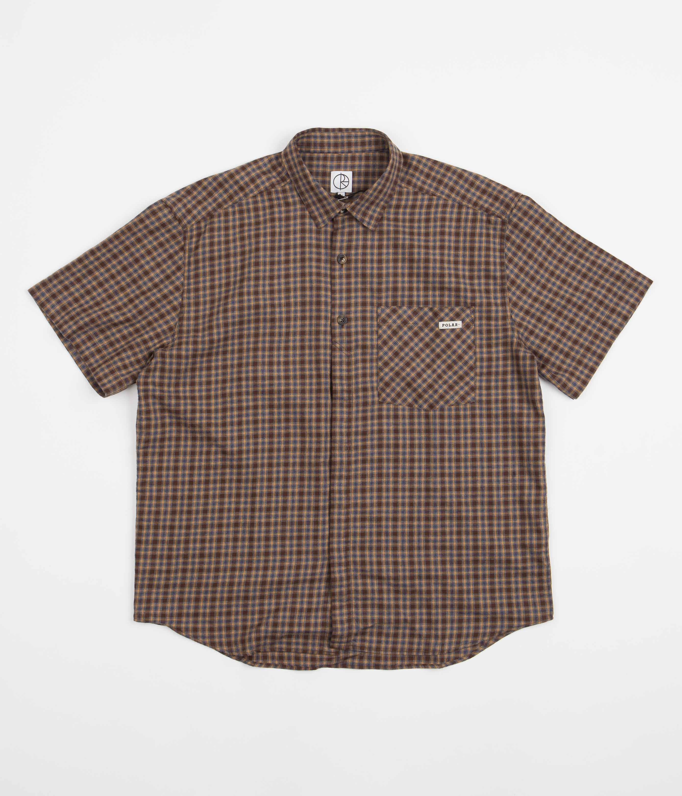 Polar Mitchell Short Sleeve Flannel Shirt - Brown / Blue