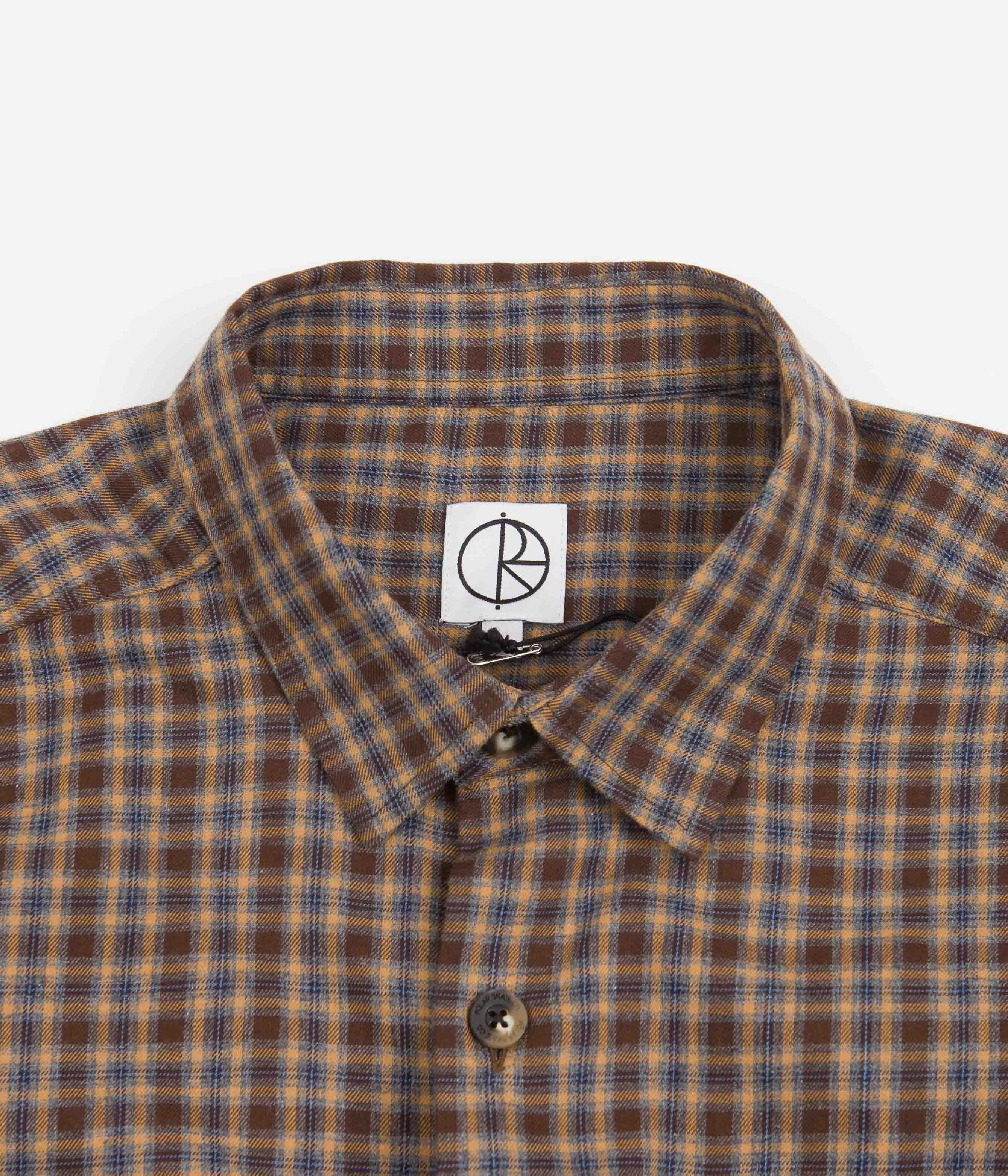 Polar Mitchell Short Sleeve Flannel Shirt - Brown / Blue - Image 4