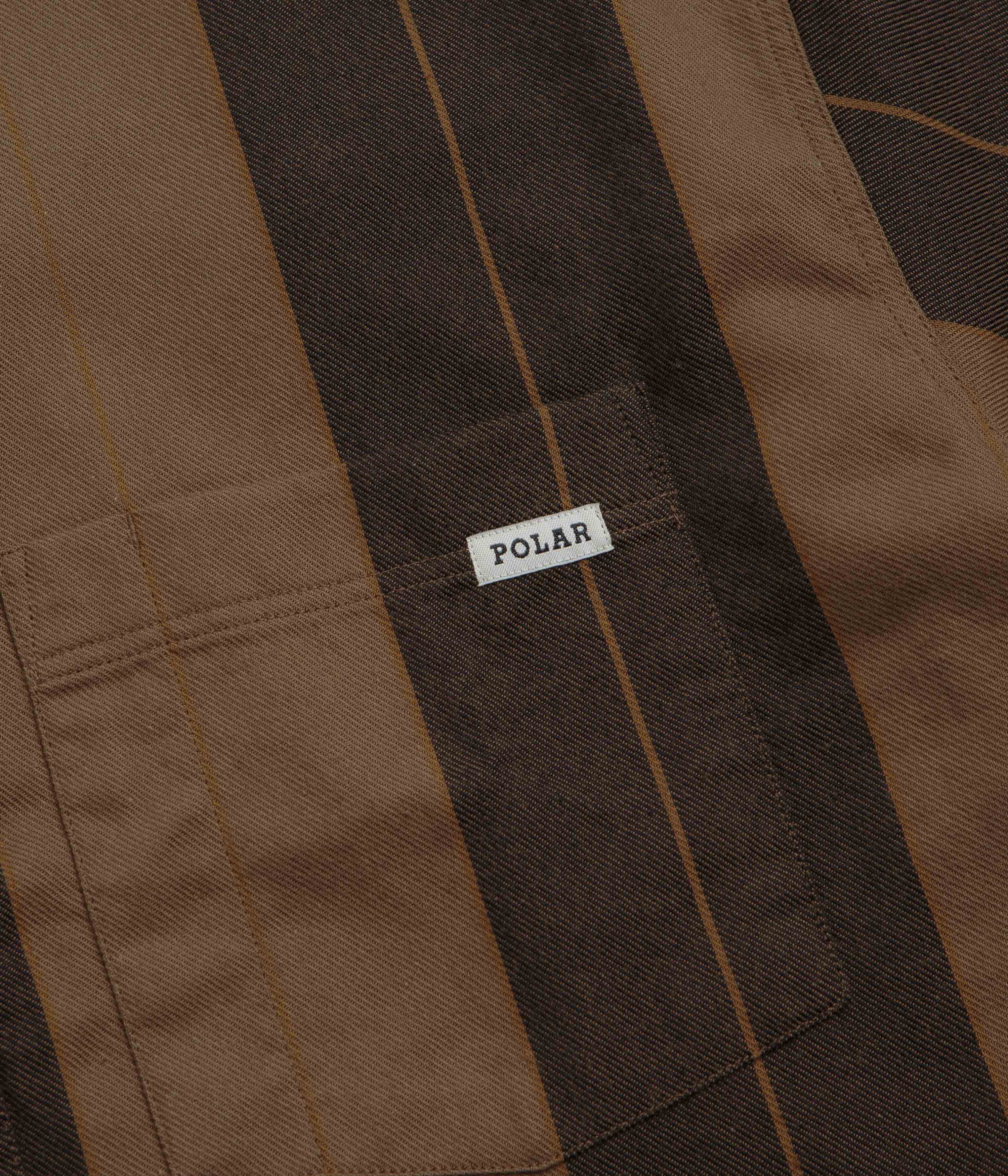 Polar Mitchell Short Sleeve Shirt - Brown Block Stripe - Image 4
