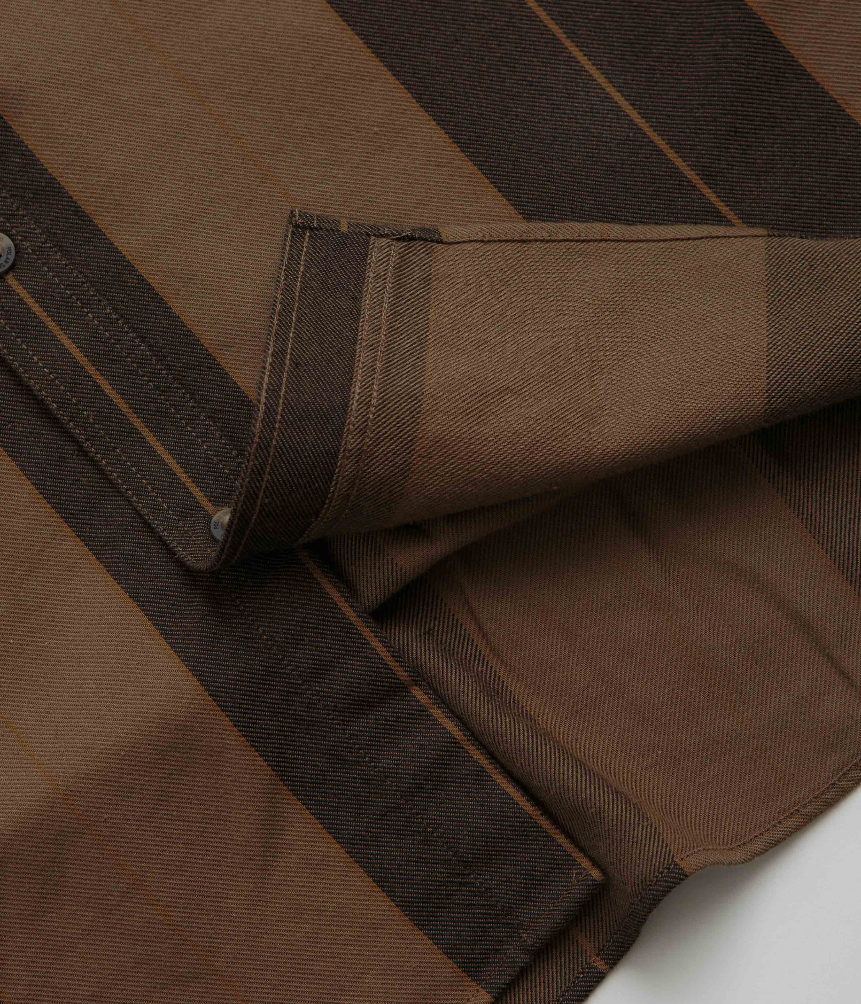 Polar Mitchell Short Sleeve Shirt - Brown Block Stripe - Image 5