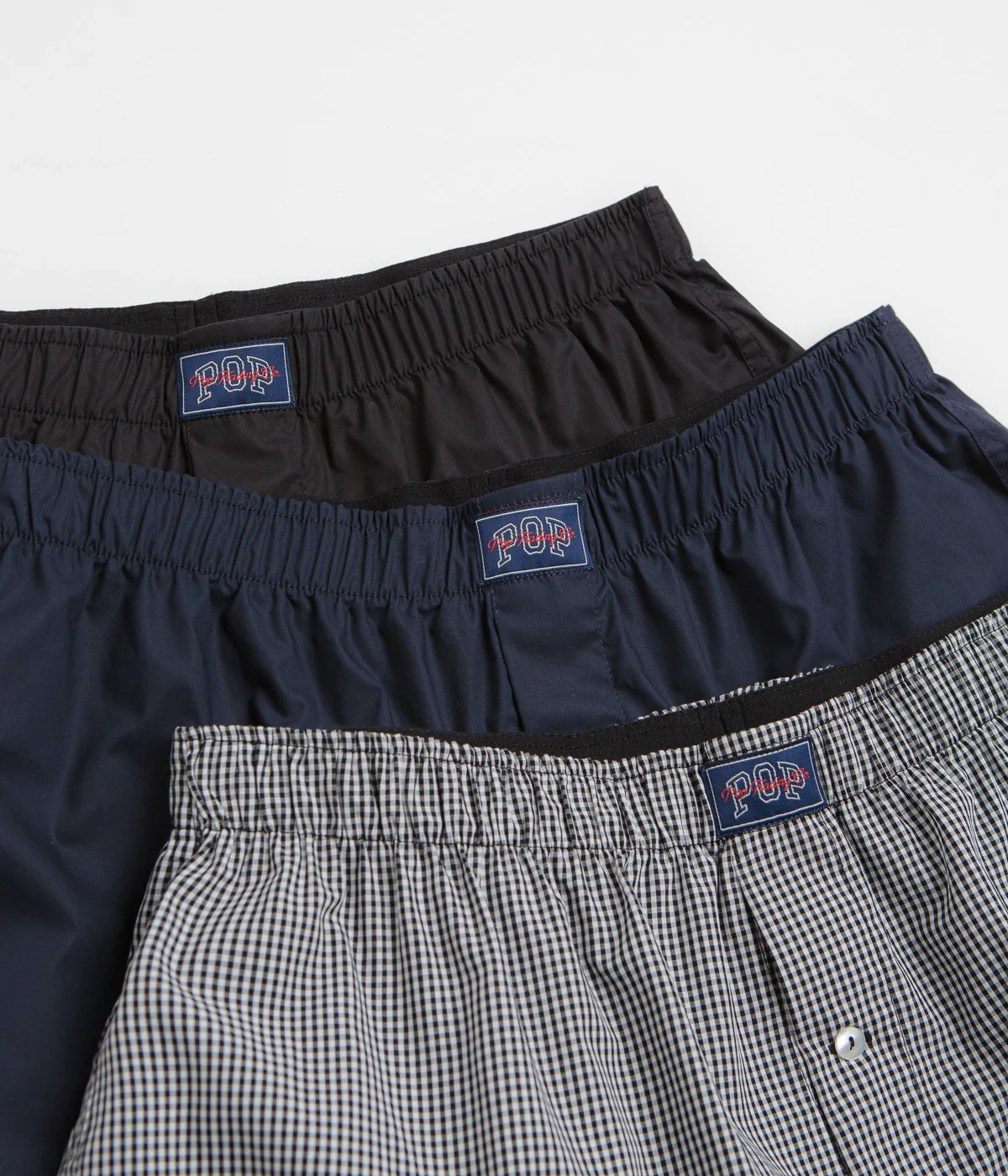 Pop Trading Company Boxer Shorts (3 Pack) - Black / Navy / Gingham - Image 2