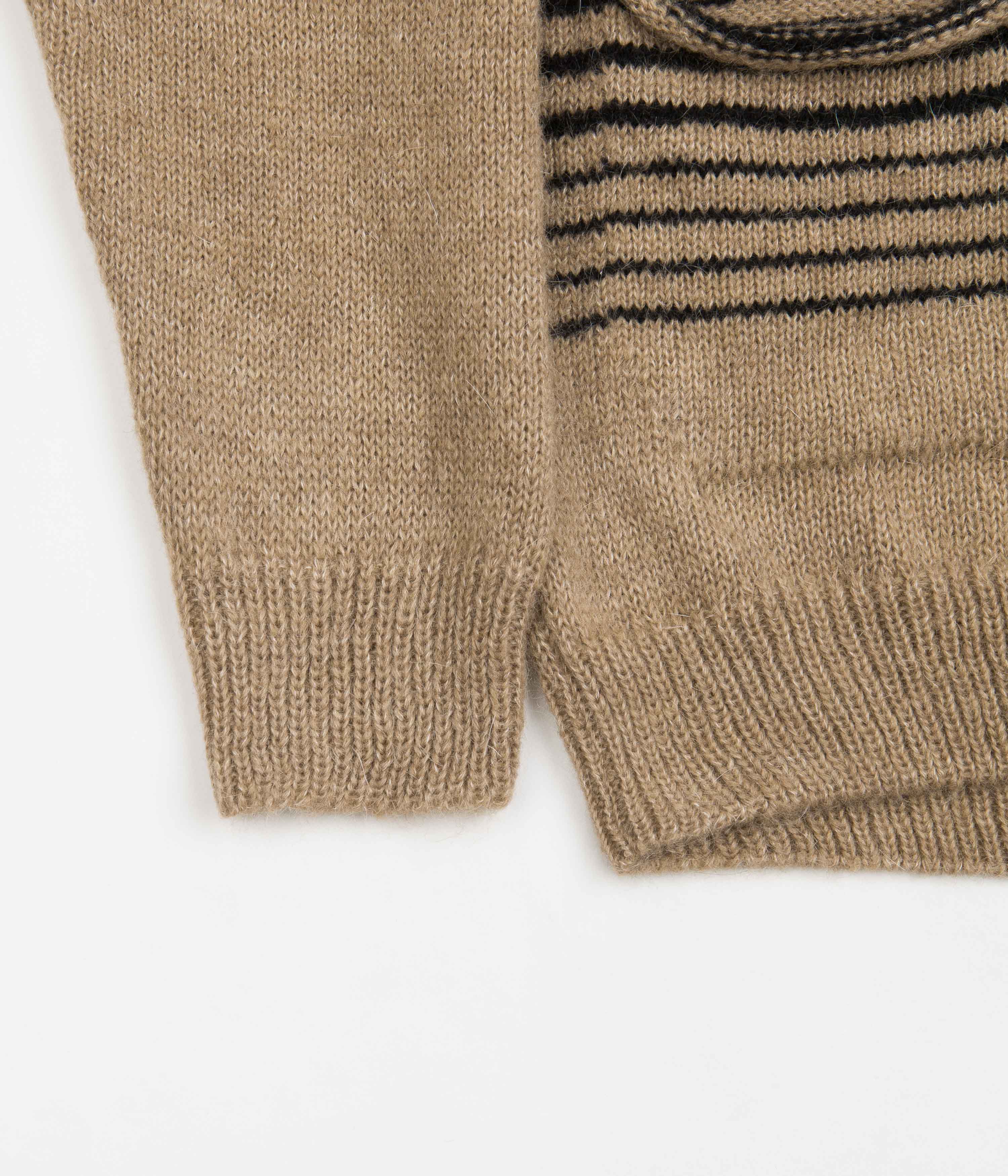 Pop Trading Company Knitted Cardigan - Sesame / Black - Image 2