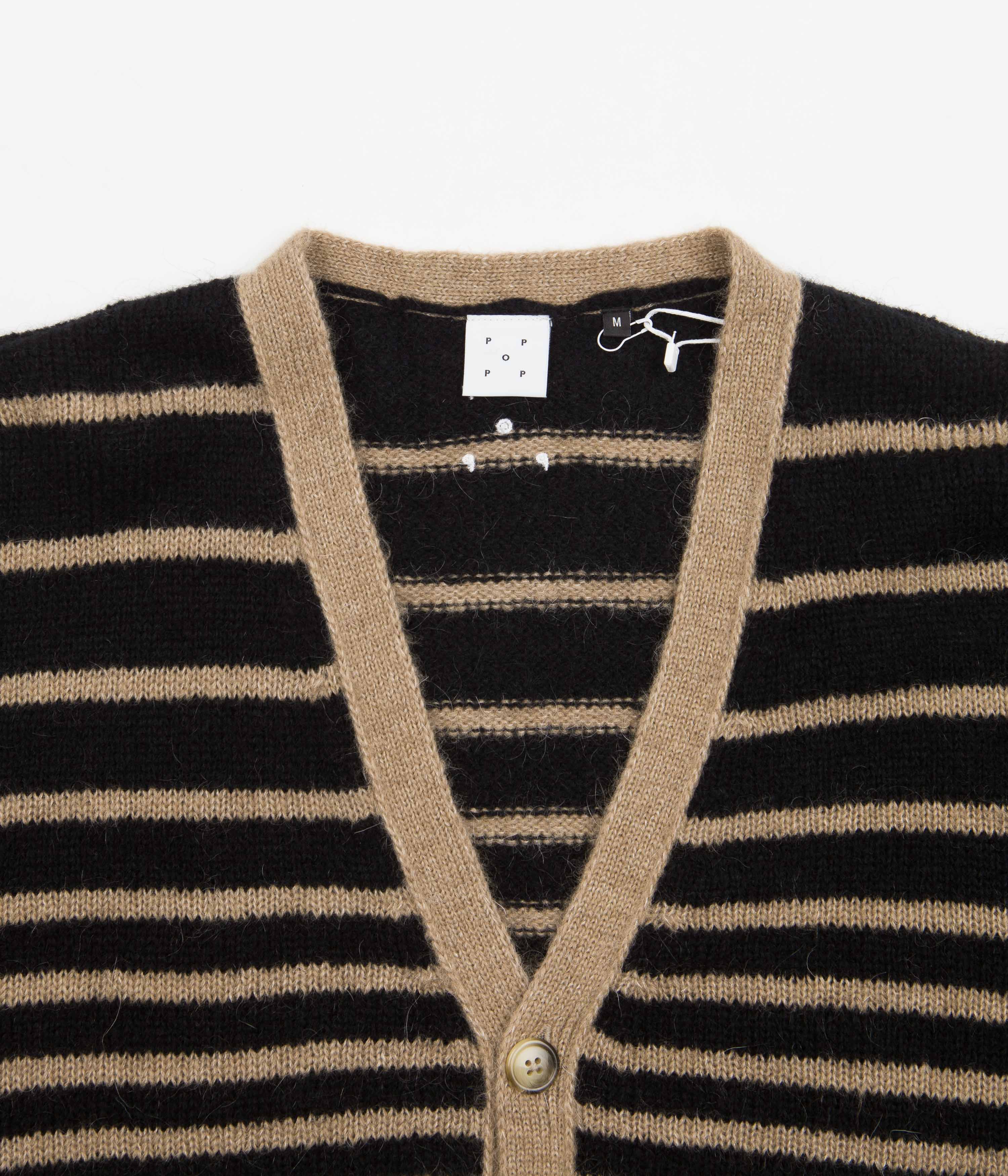 Pop Trading Company Knitted Cardigan - Sesame / Black - Image 3