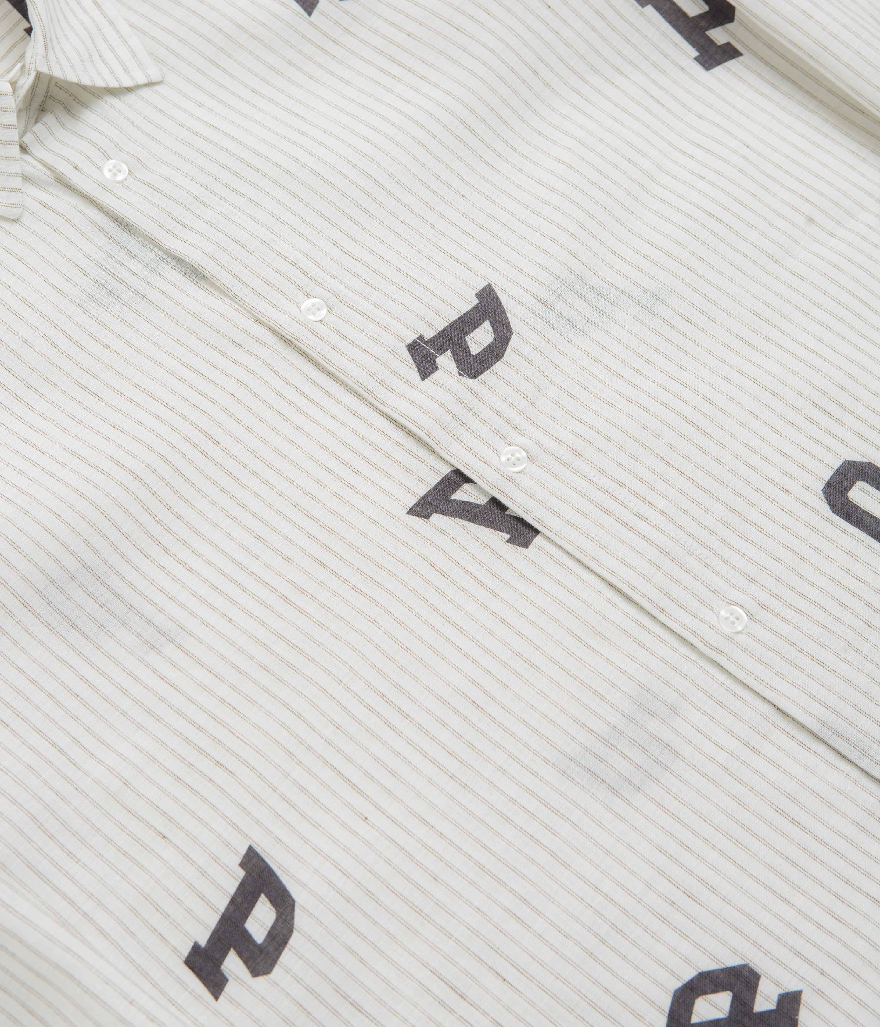 Pop Trading Company Letters Striped Pop Shirt - White Linen - Image 4