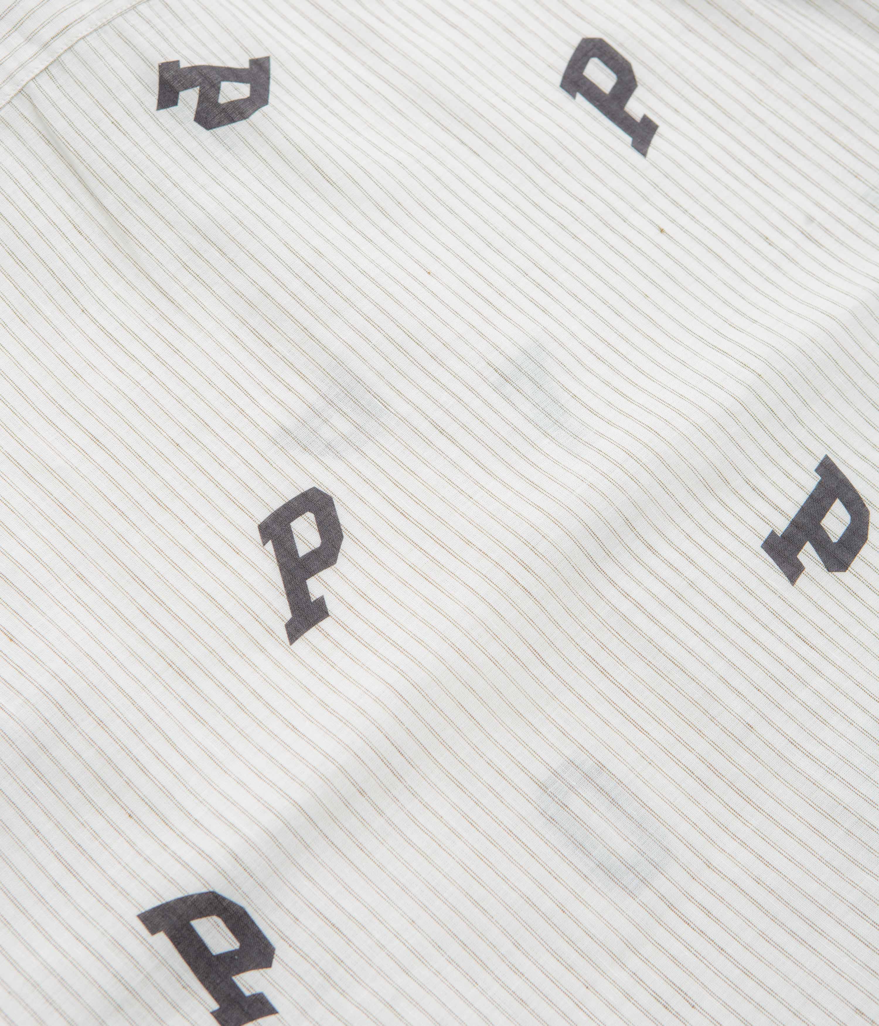 Pop Trading Company Letters Striped Pop Shirt - White Linen - Image 5