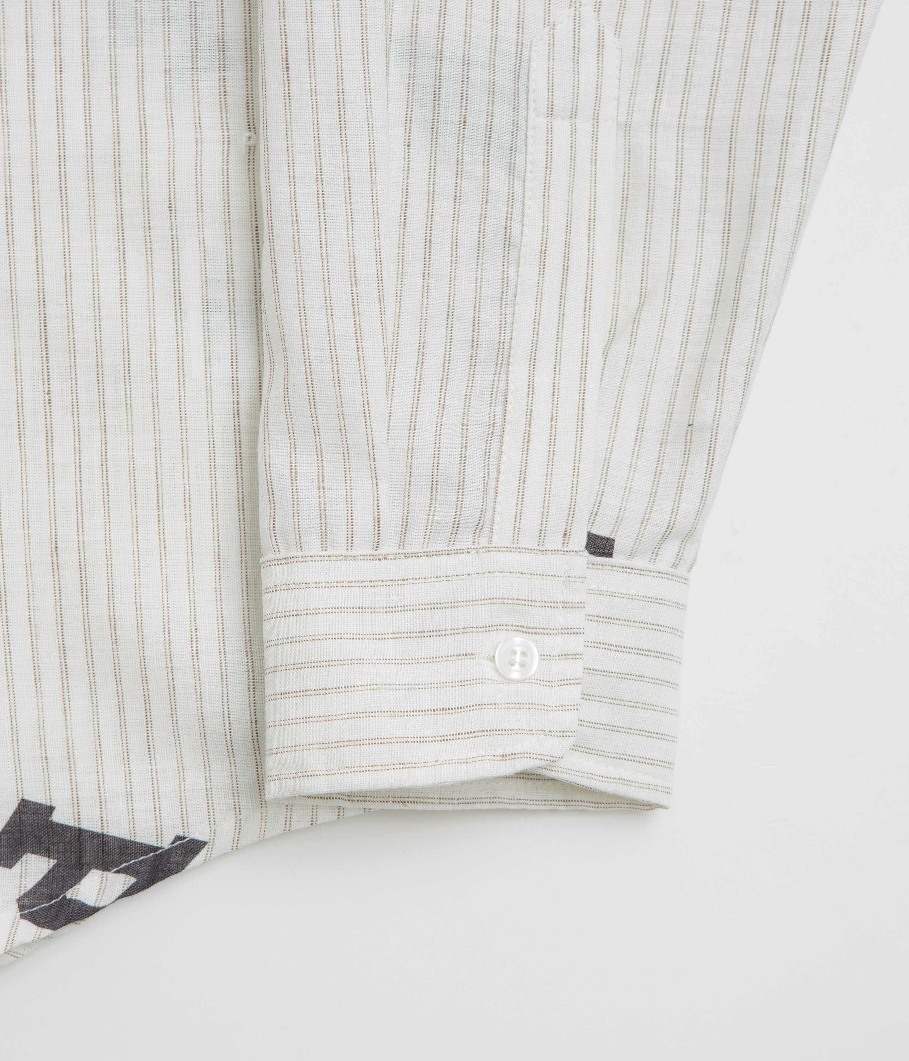 Pop Trading Company Letters Striped Pop Shirt - White Linen - Image 6