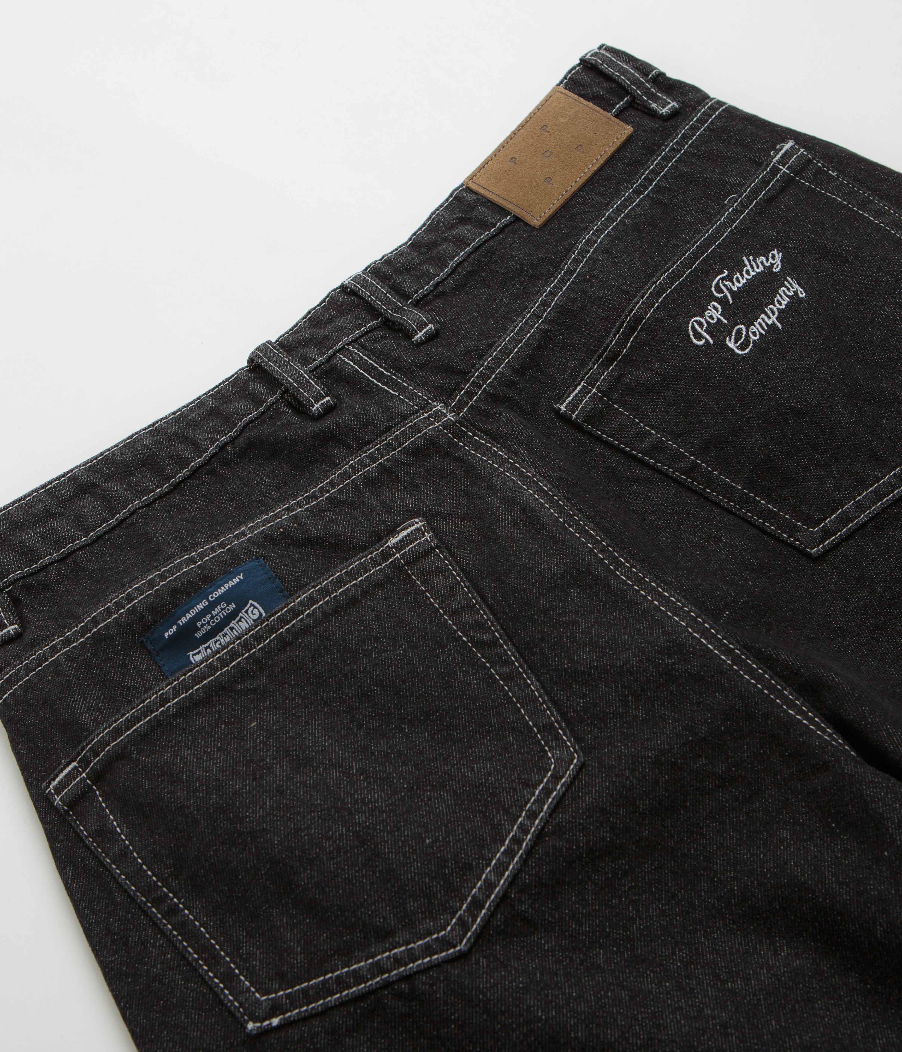 Pop Trading Company Longer DRS Shorts - Black Denim - Image 8
