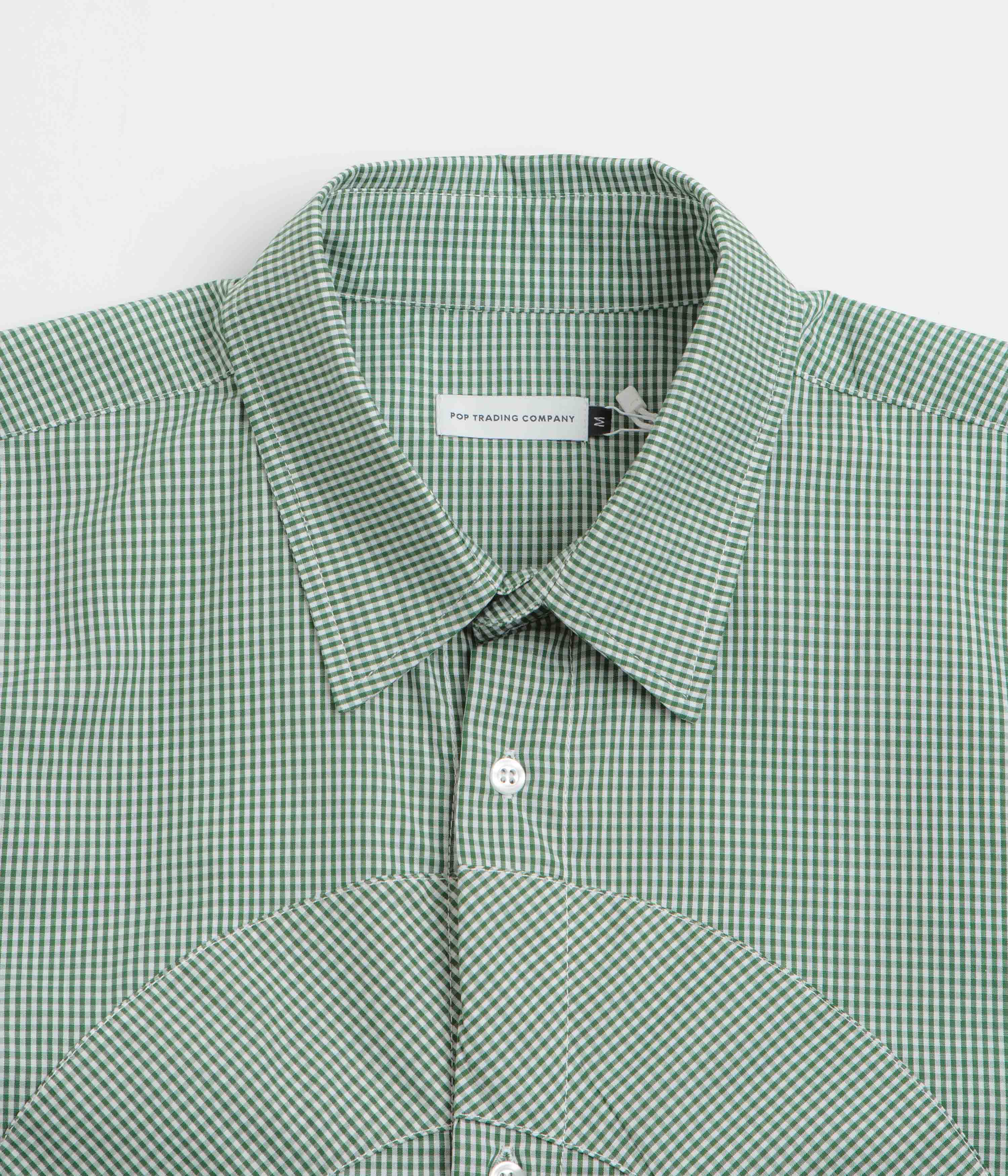 Pop Trading Company O Short Sleeve Gingham Shirt - Green / White - Image 2