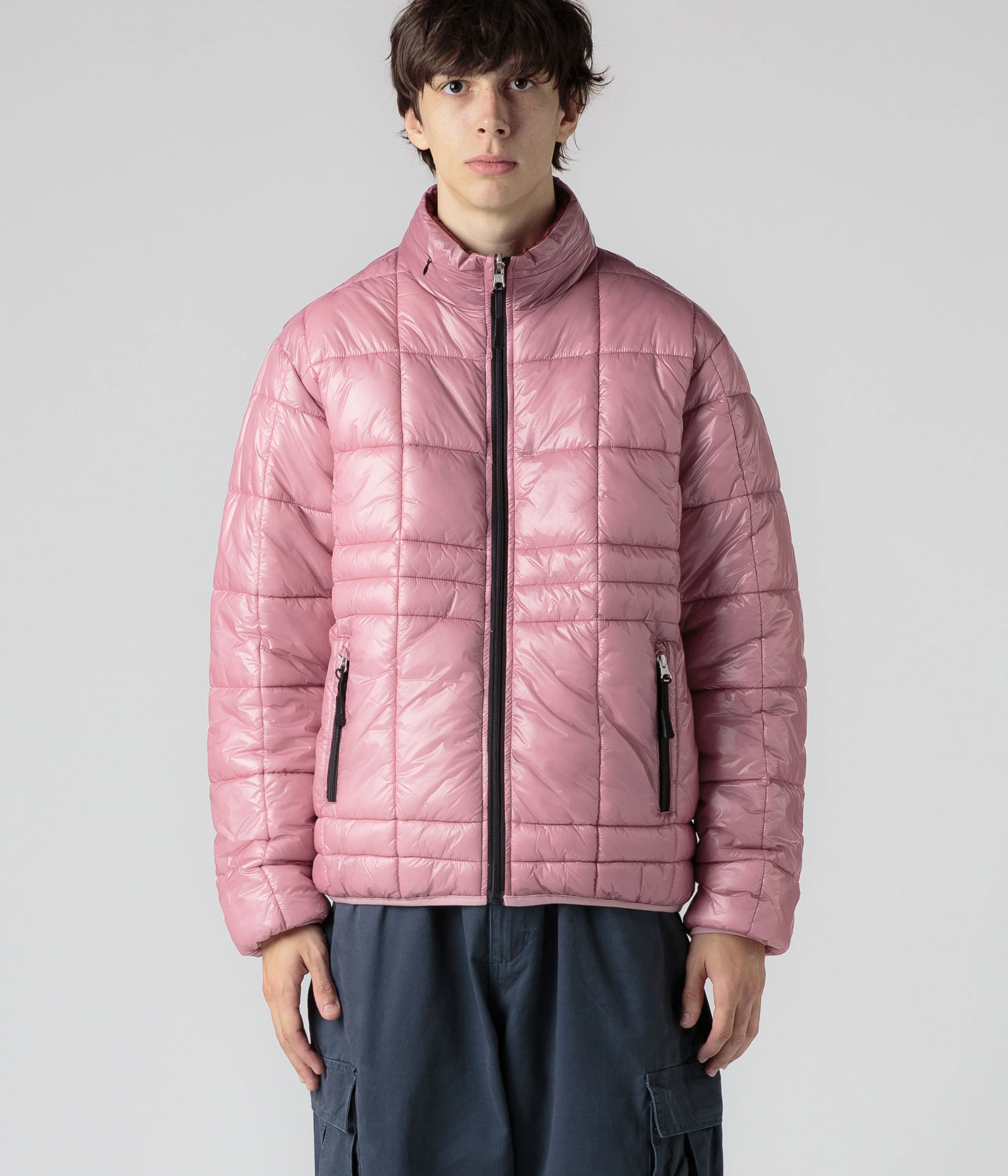 Pop Trading Company Quilted Reversible Puffer Jacket - Mesa Rose / Fired Brick - Image 6