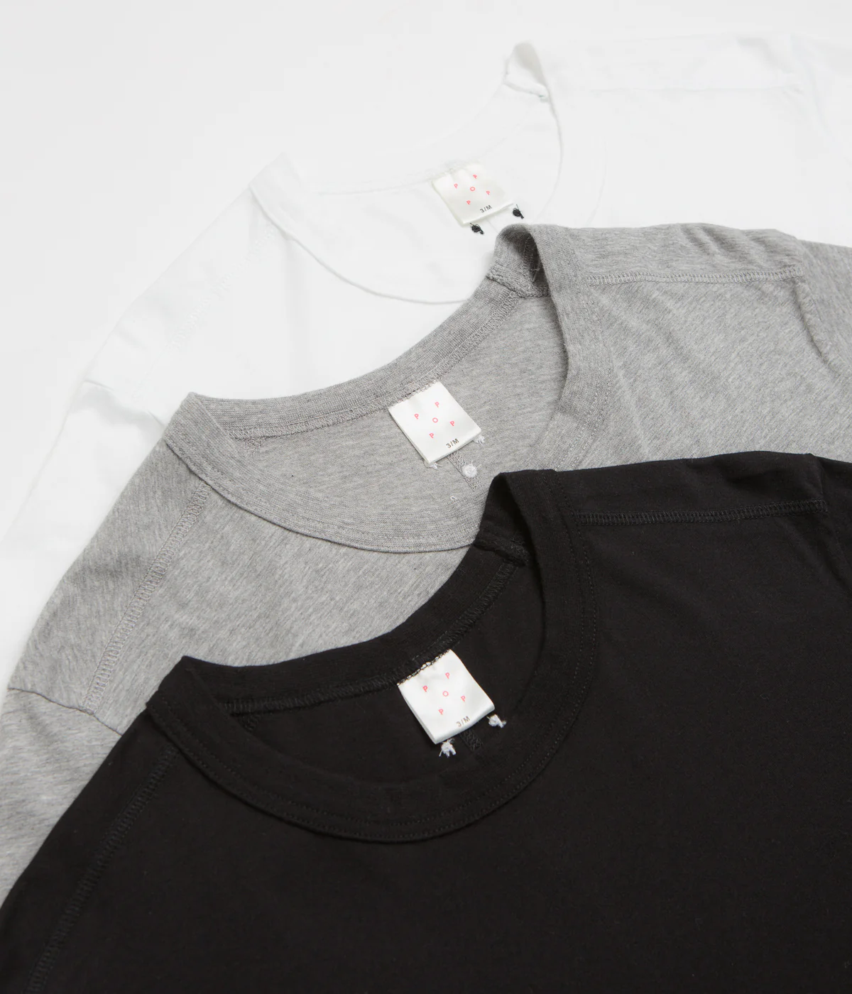 Pop Trading Company Short Sleeve Undershirt (3 Pack) - White / Black / Grey - Image 6
