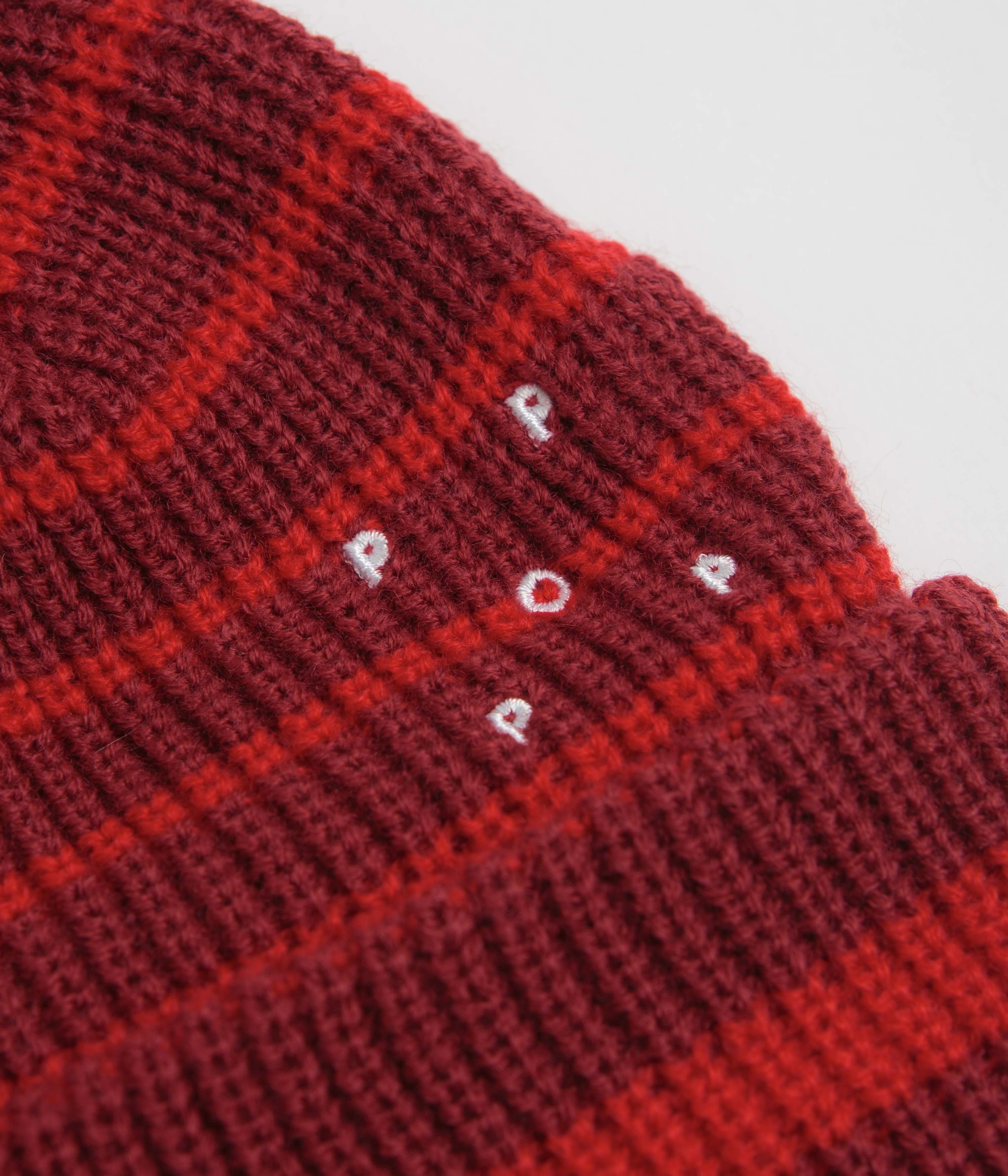 Pop Trading Company Striped Beanie - Fudge / Goji Berry - Image 2