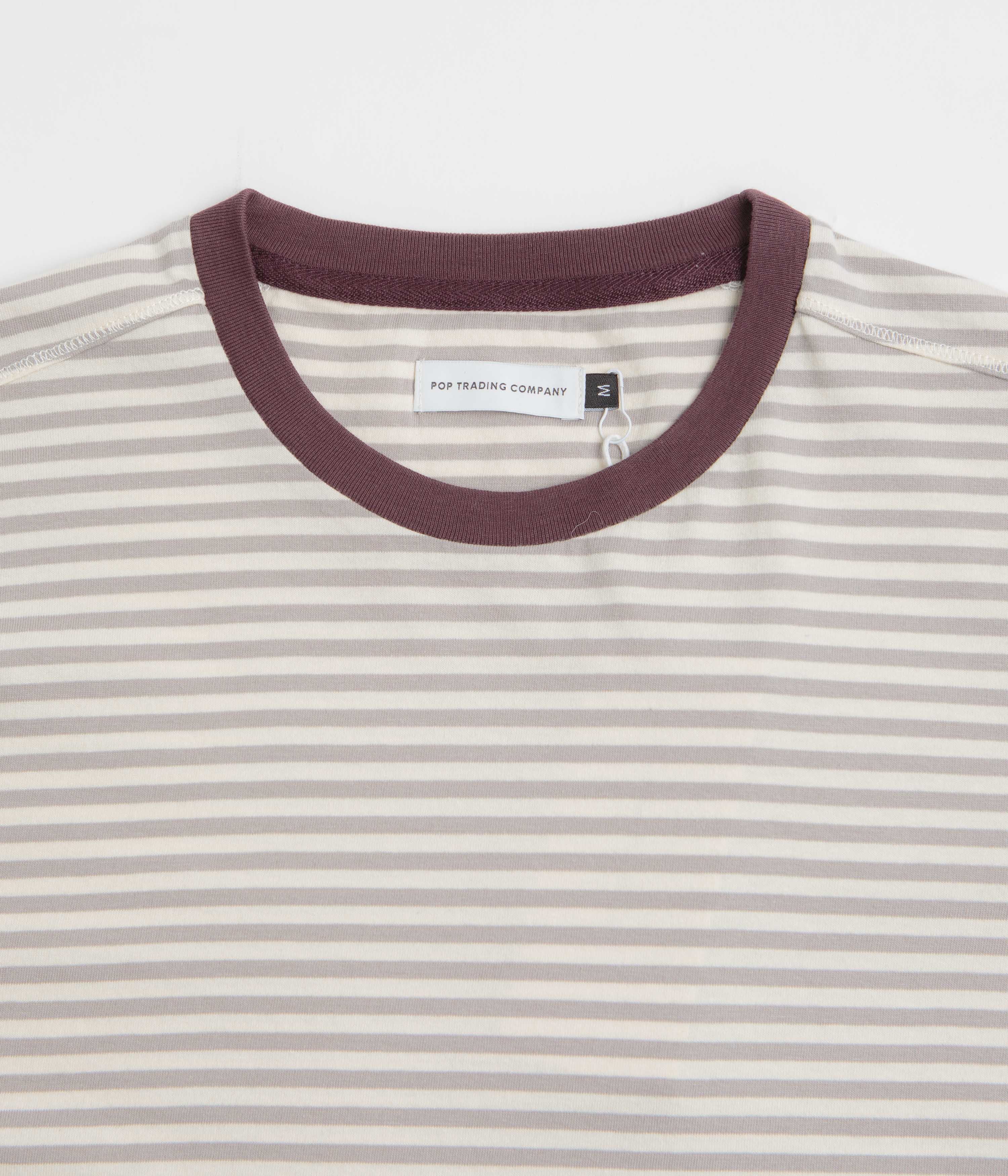 Pop Trading Company Striped Logo T-Shirt - Quarry - Image 3