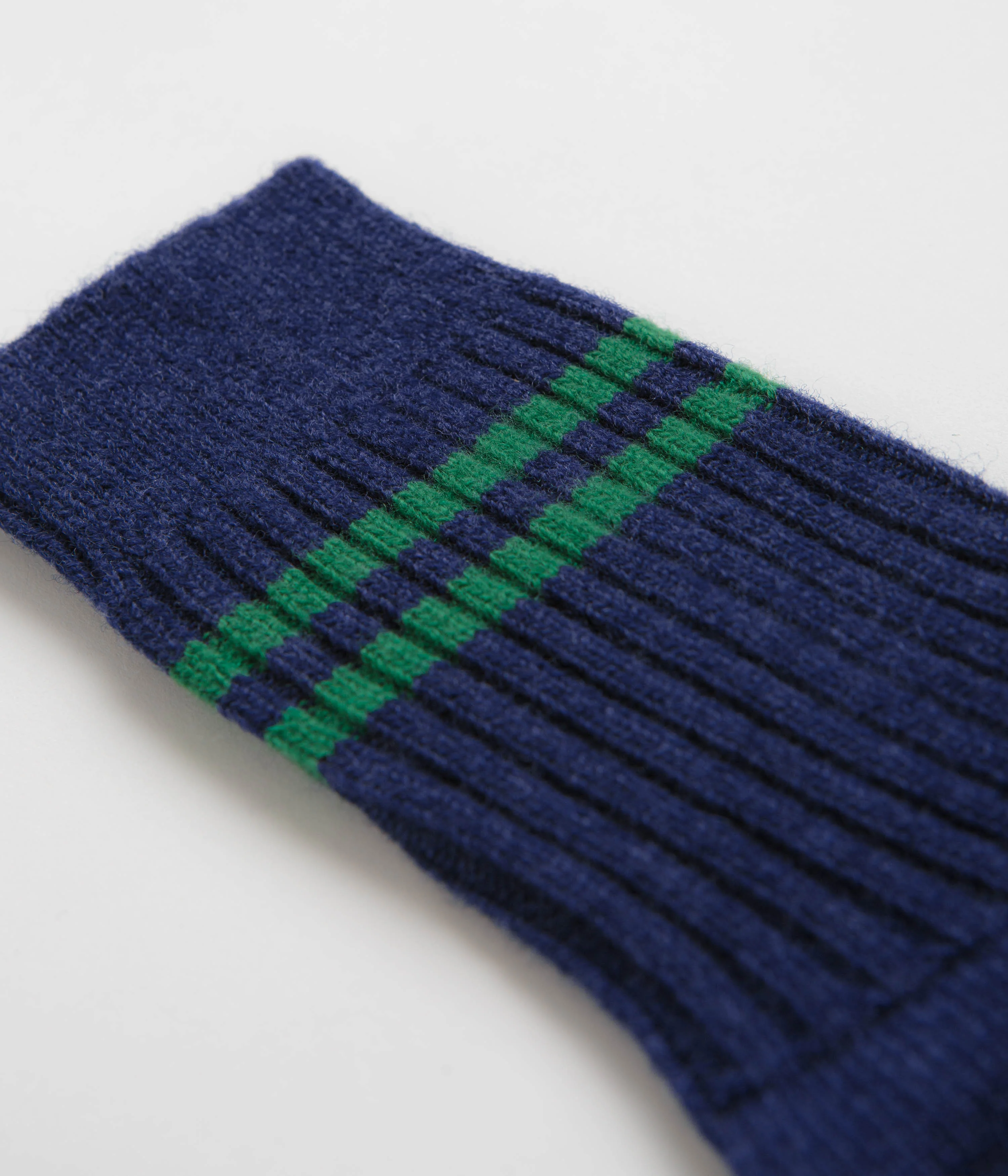 RoToTo Merino Lambswool Socks - Navy Blue / Green - Image 2